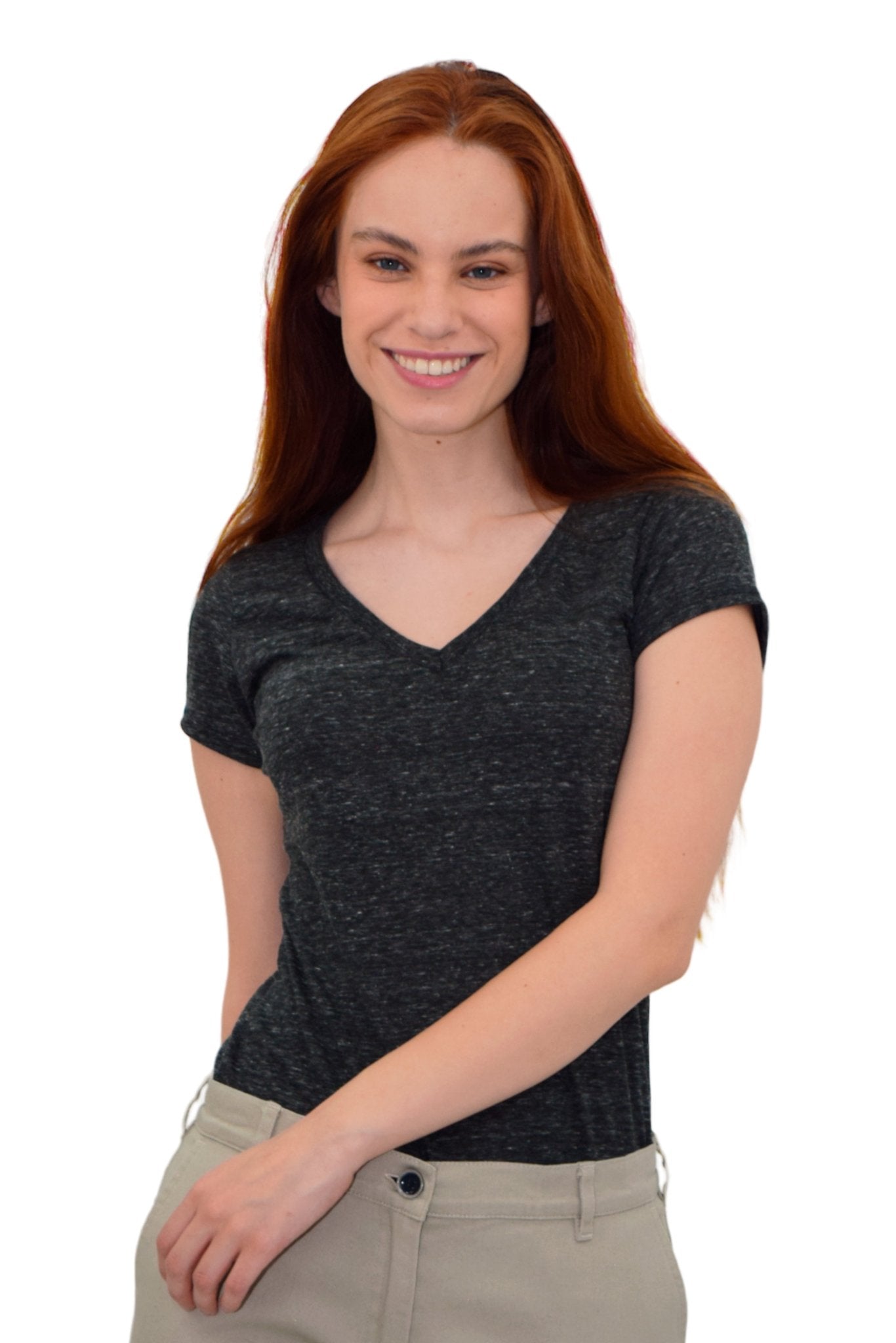 PLAYERA CUELLO V JASPE SPARTA MUJER #Color_Negro