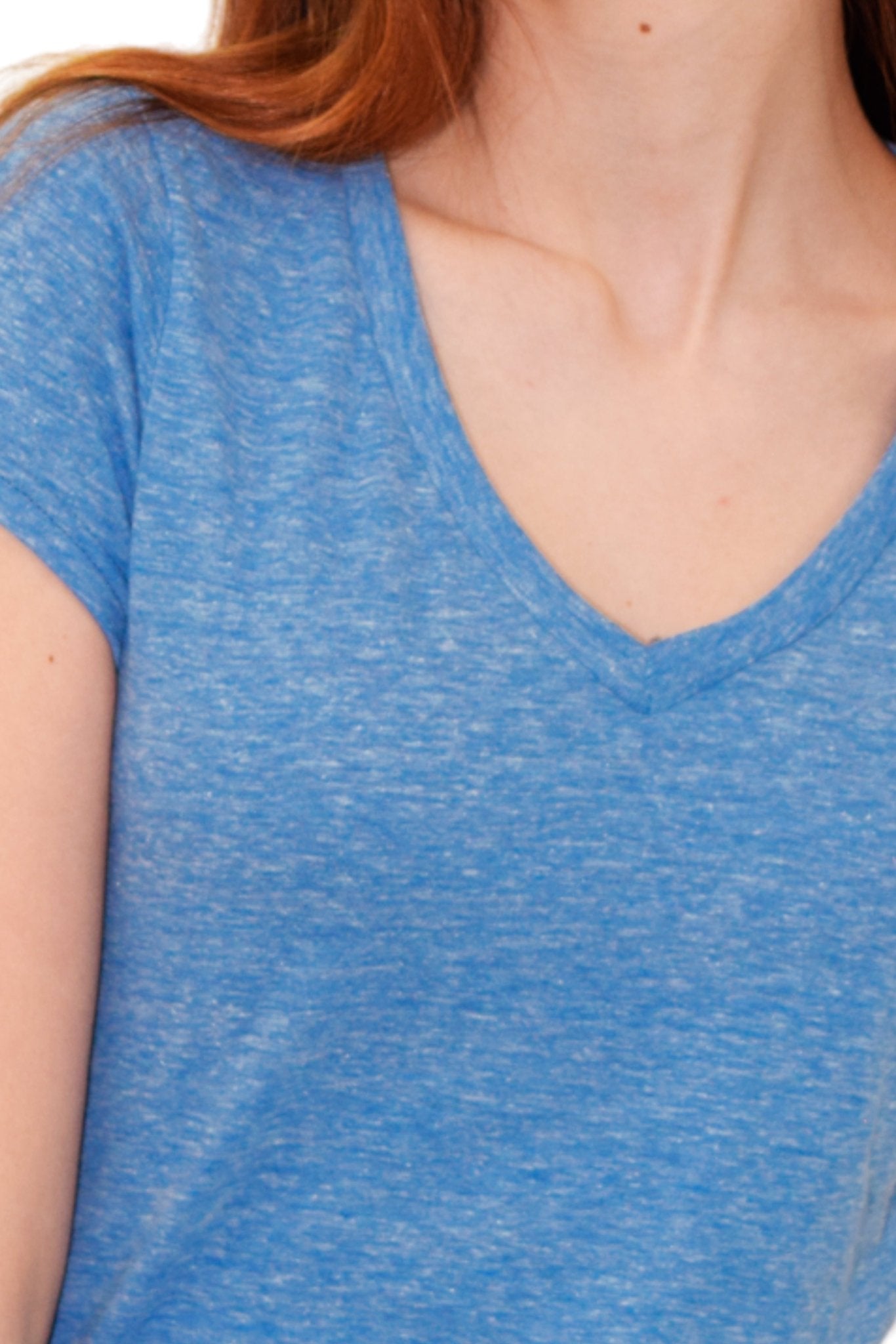 PLAYERA CUELLO V JASPE SPARTA MUJER #Color_Azul