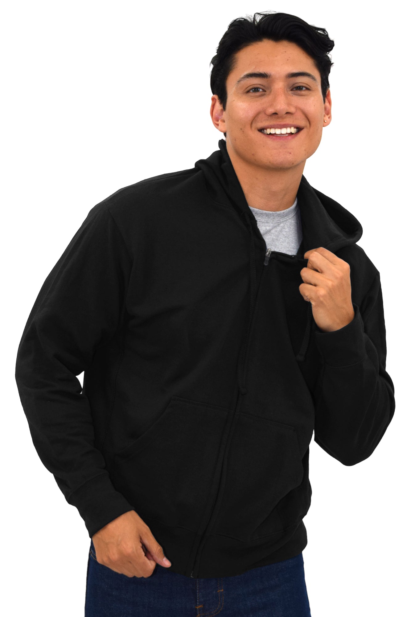 SUDADERA CAPUCHA Y CIERRE LIVERPOOL UNISEX #Color_Negro