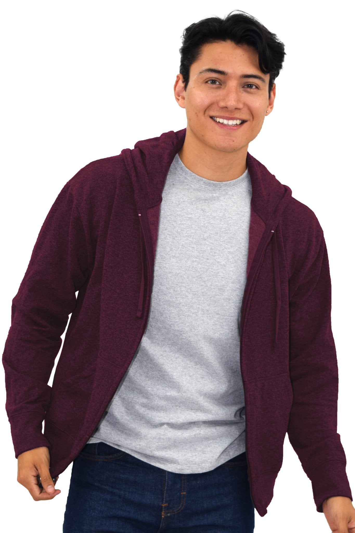 SUDADERA CAPUCHA Y CIERRE LIVERPOOL UNISEX #Color_Vino