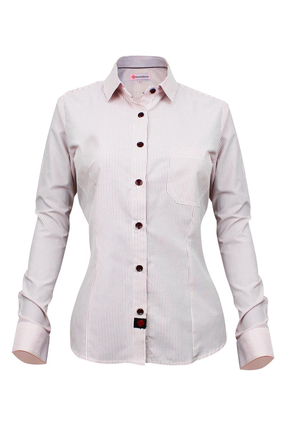 CAMISA FORMAL SLIM FIT MANGA LARGA MÚNICH MUJER #Color_Blanco / Rojo