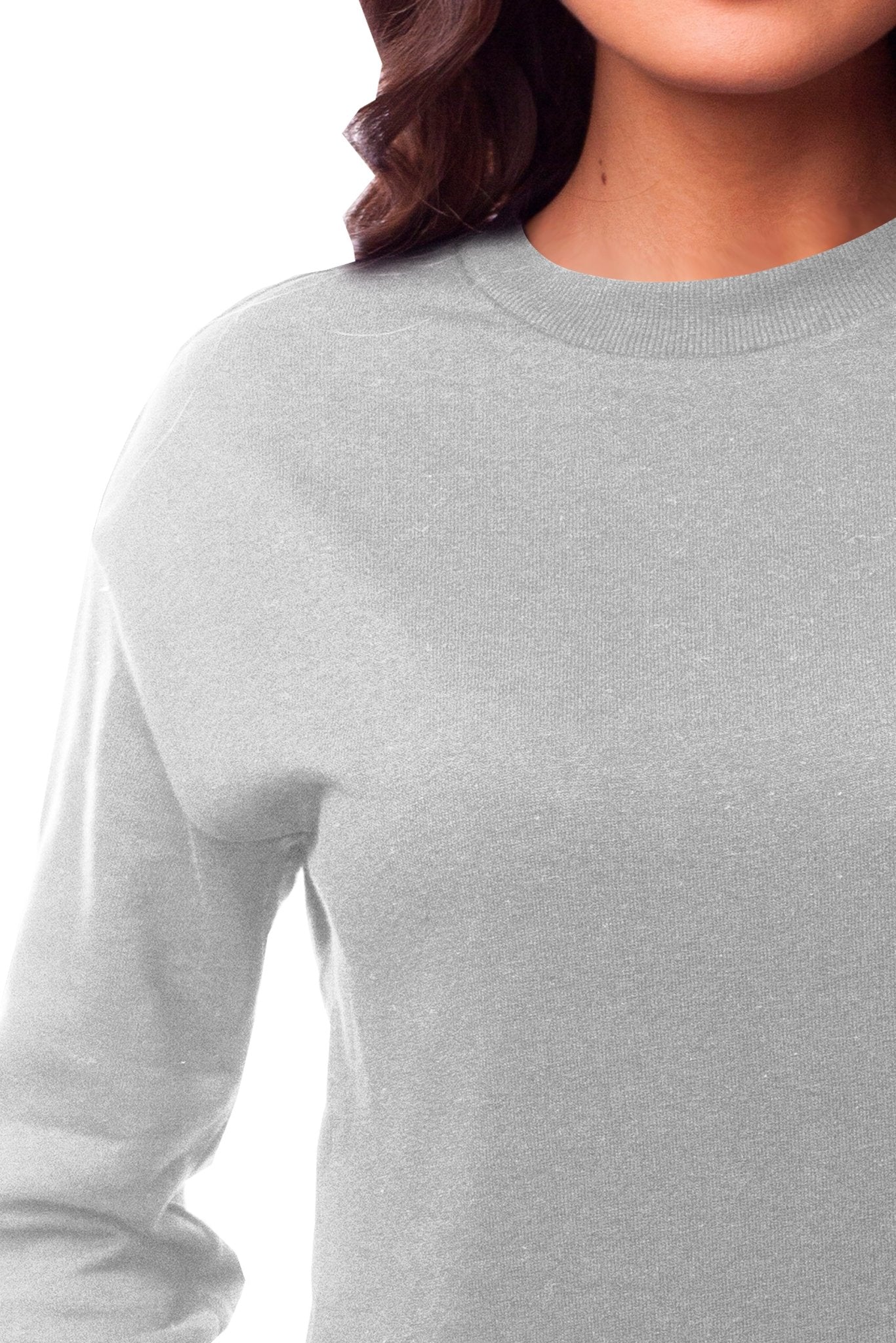 SUDADERA CUELLO REDONDO BRUSELAS MUJER #Color_Gris