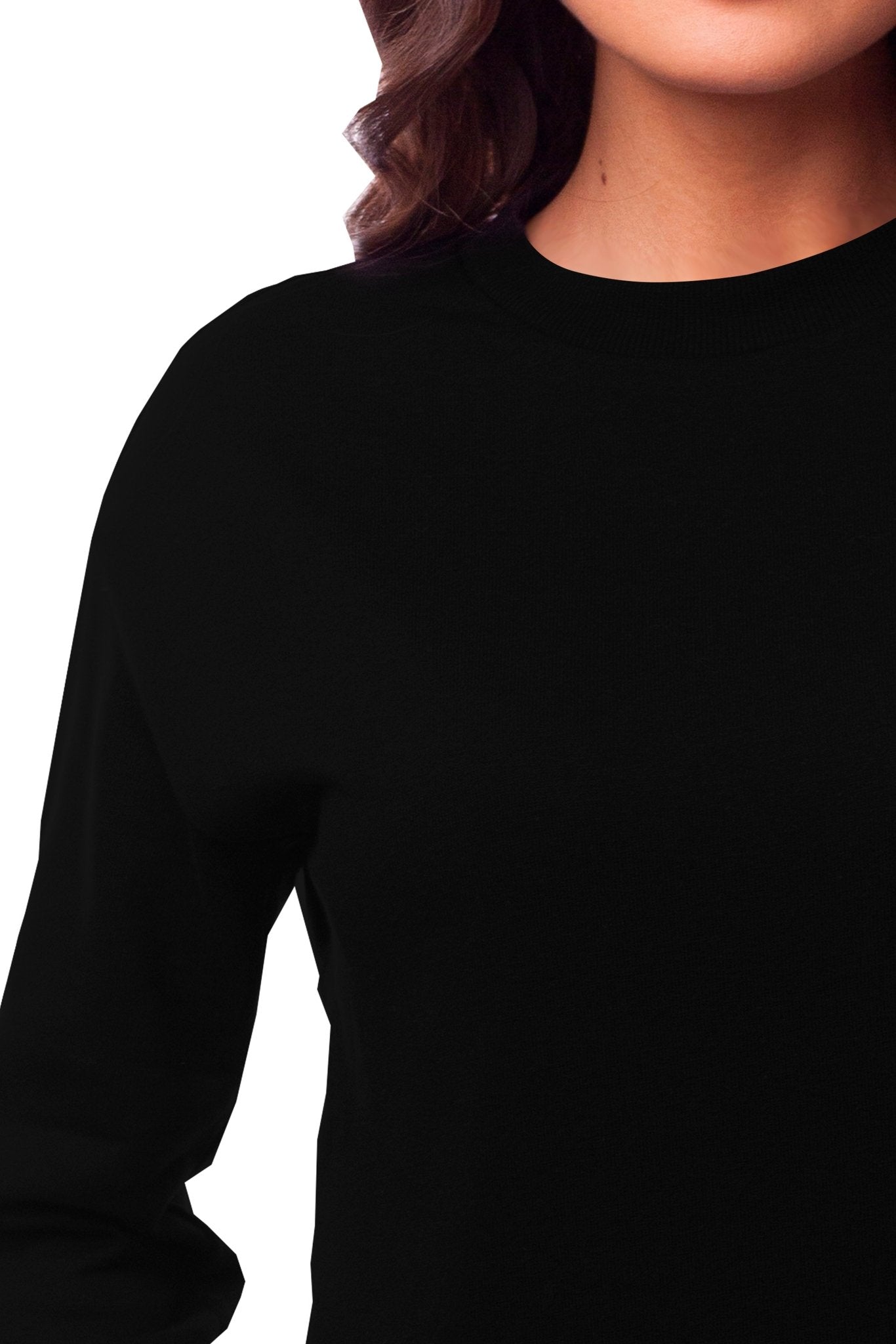 SUDADERA CUELLO REDONDO BRUSELAS MUJER #Color_Negro