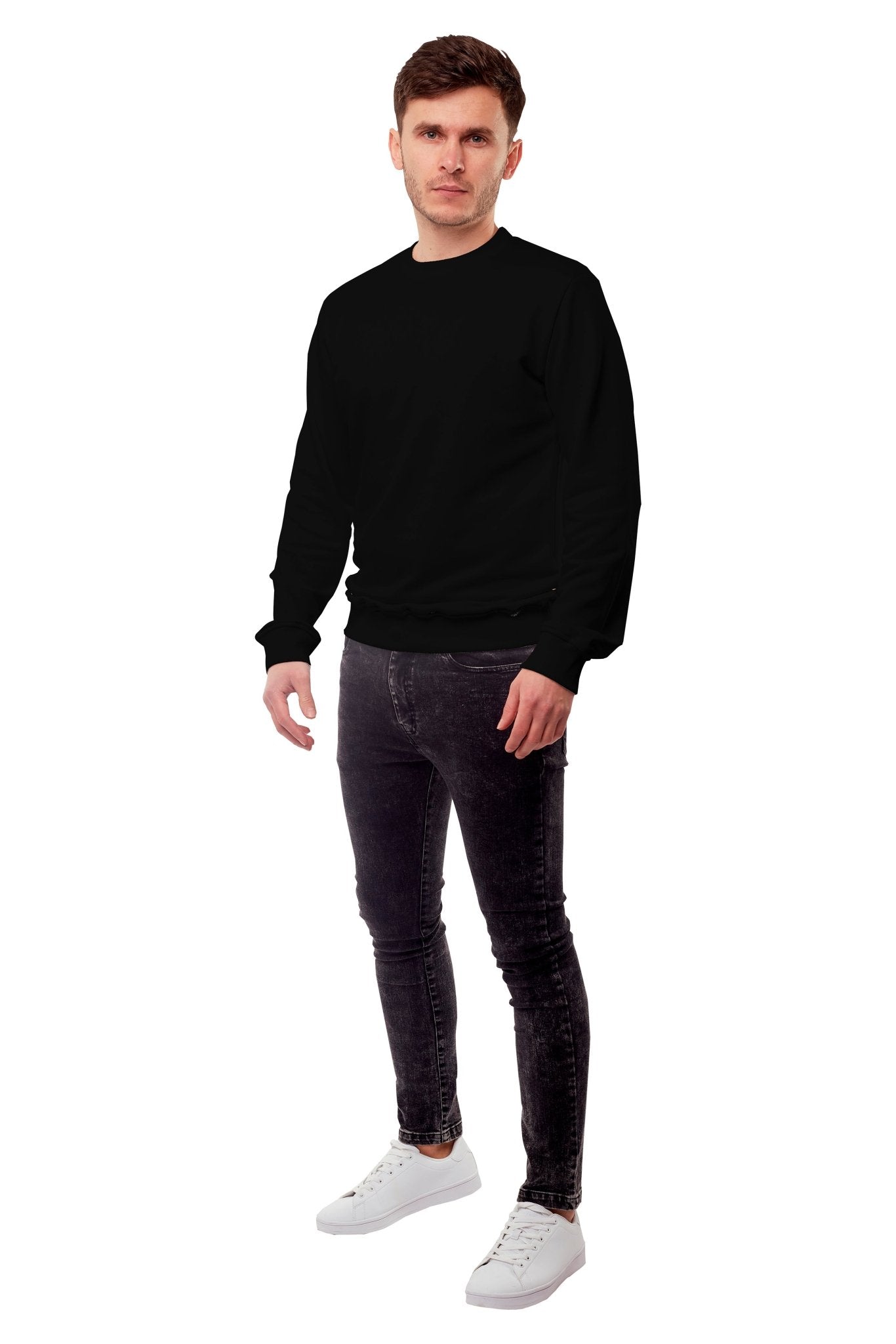 SUDADERA CUELLO REDONDO BRUSELAS UNISEX #Color_Negro