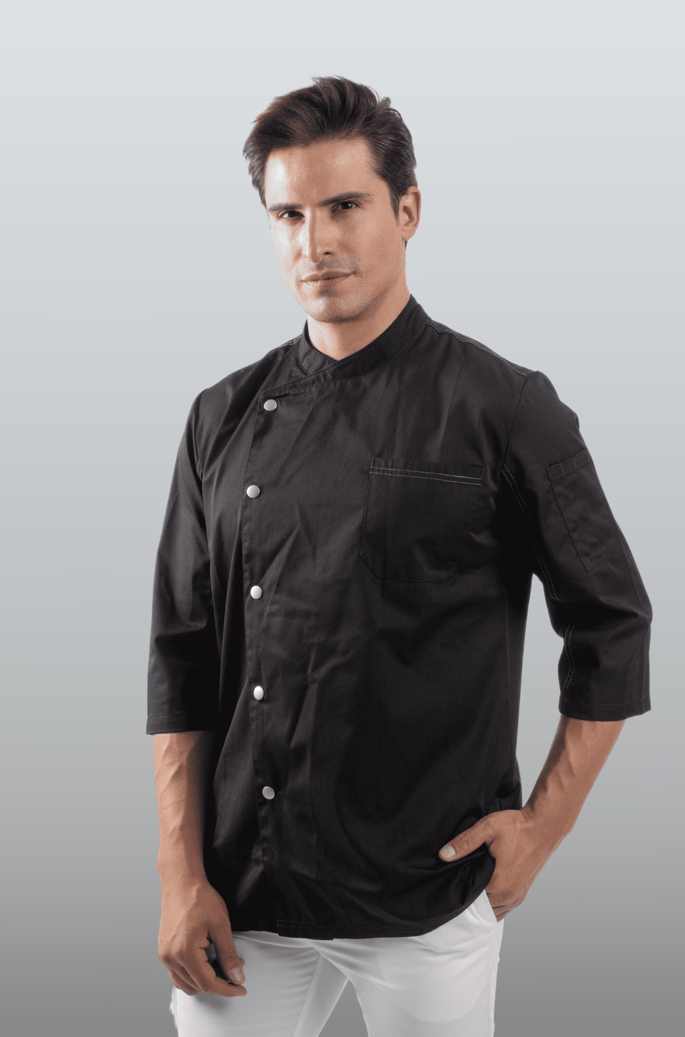 FILIPINA DE CHEF HOMBRE ZÚRICH MANGA 3/4 #Color_Negro