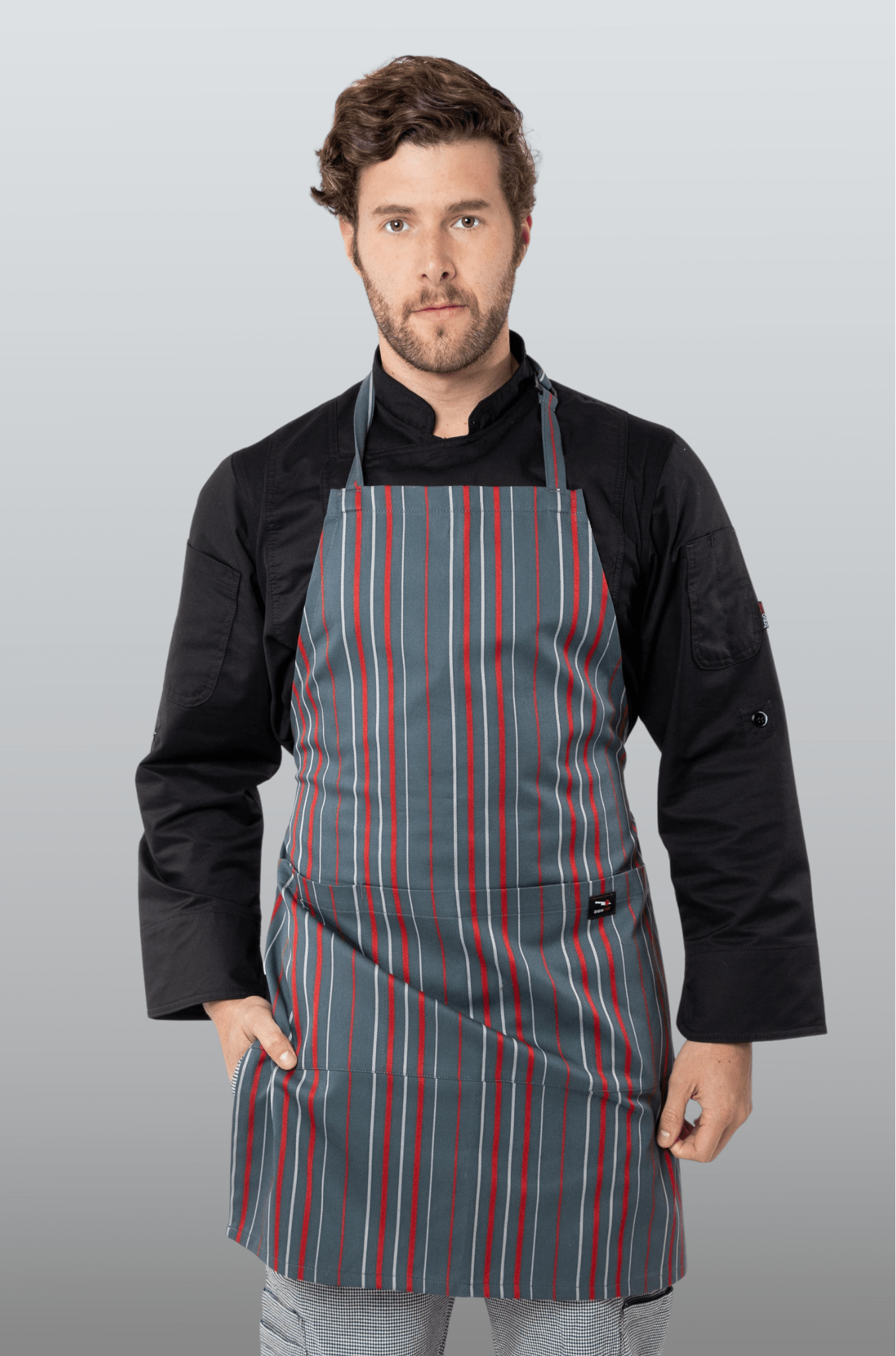 MANDIL RAYAS ROJAS Y GRISES FLORENCIA