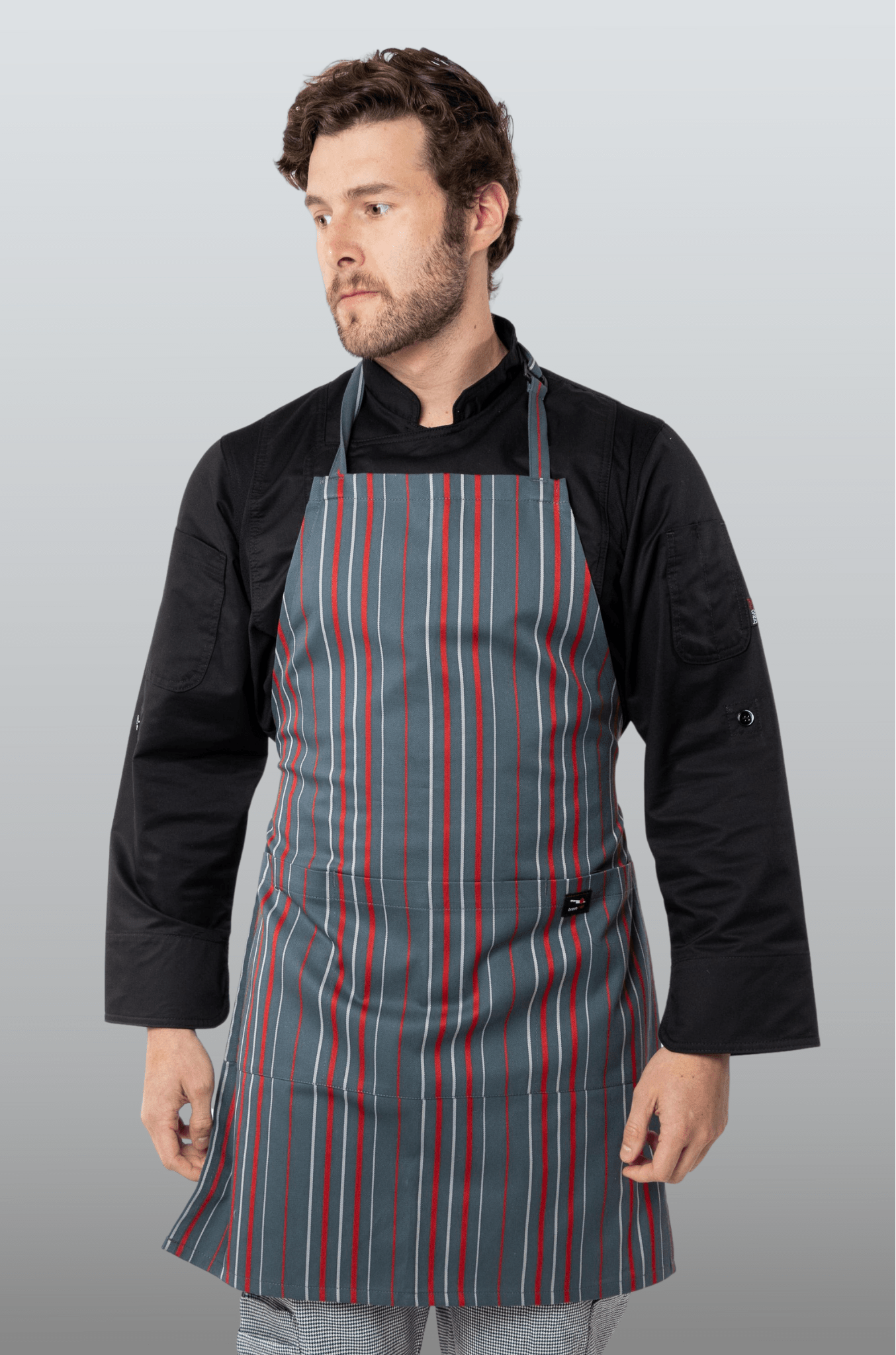 MANDIL RAYAS ROJAS Y GRISES FLORENCIA