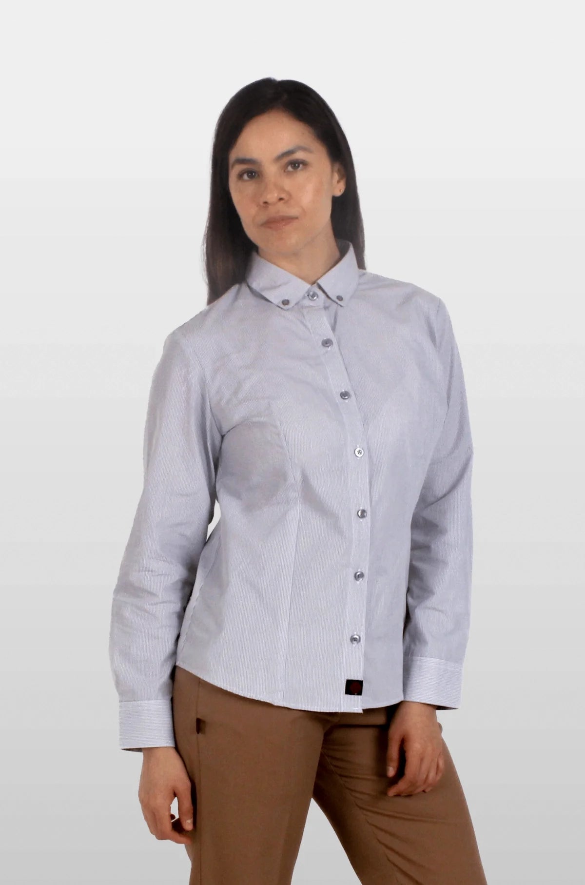 CAMISA EJECUTIVA DE CUADROS MUJER TURÍN #Color_Gris