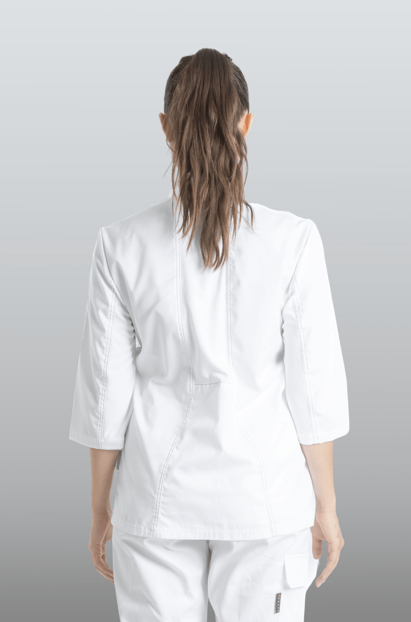 FILIPINA DE CHEF DAMA ZÚRICH MANGA 3/4 #Color_Blanco