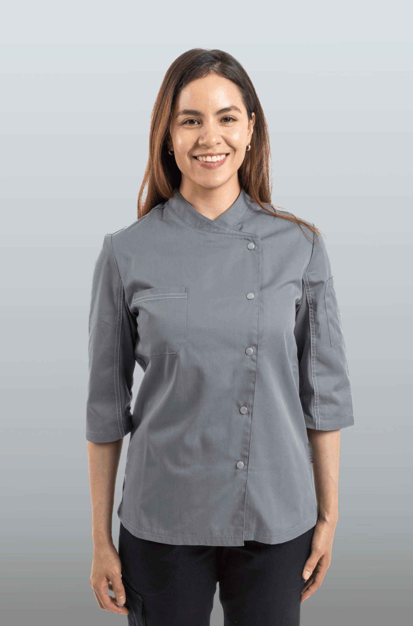 FILIPINA DE CHEF DAMA ZÚRICH MANGA 3/4 #Color_Gris