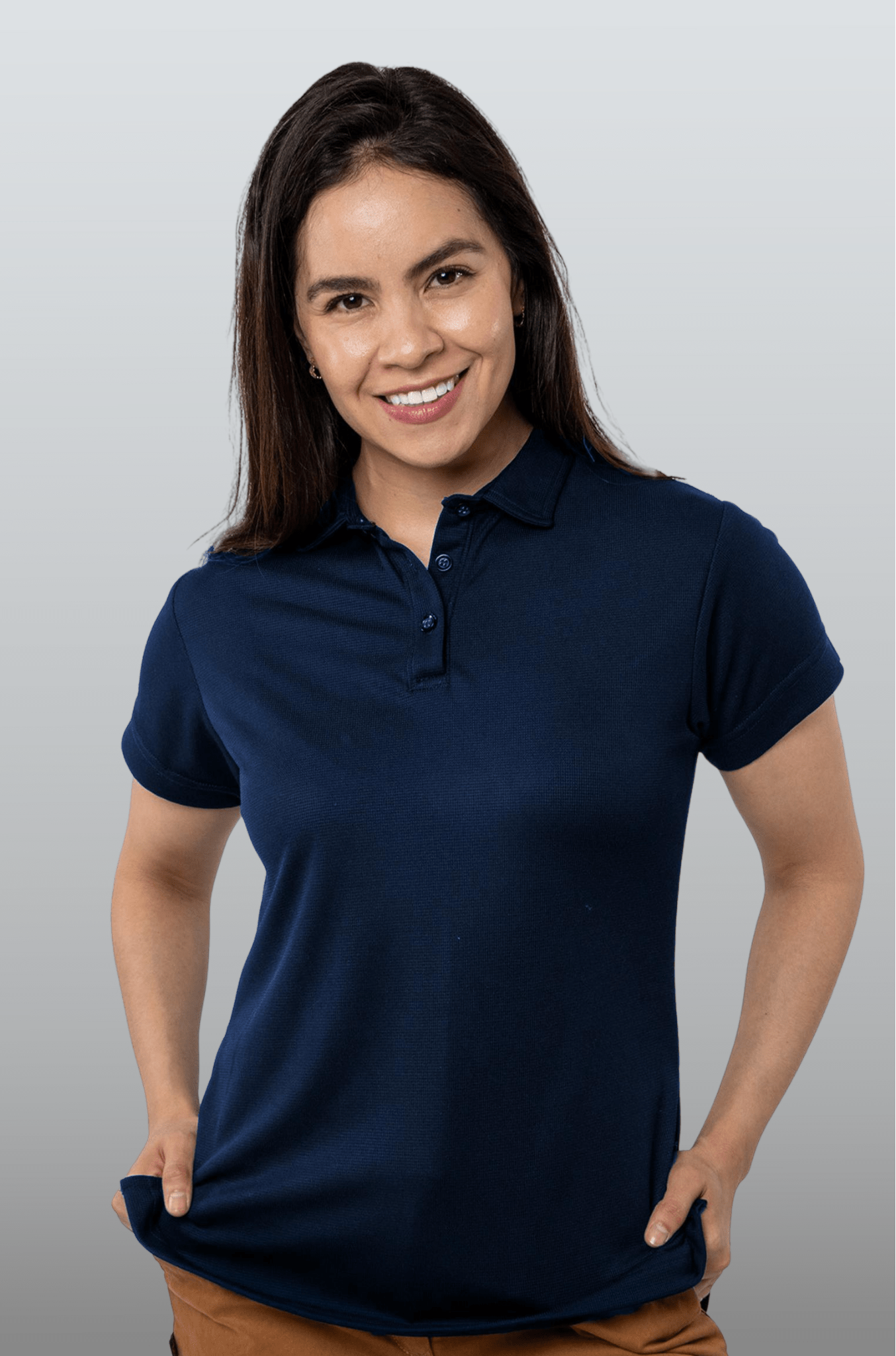 PLAYERA TIPO POLO DRY FIT PAMPLONA MUJER SUSTENTABLE #Color_Azul Marino