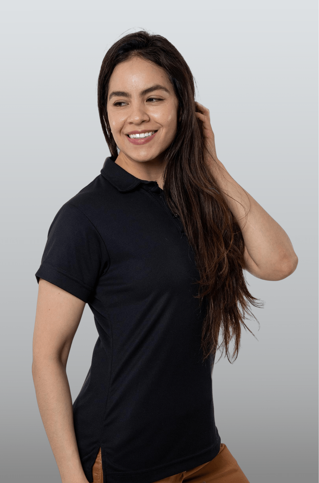 PLAYERA TIPO POLO DRY FIT PAMPLONA MUJER SUSTENTABLE #Color_Negro