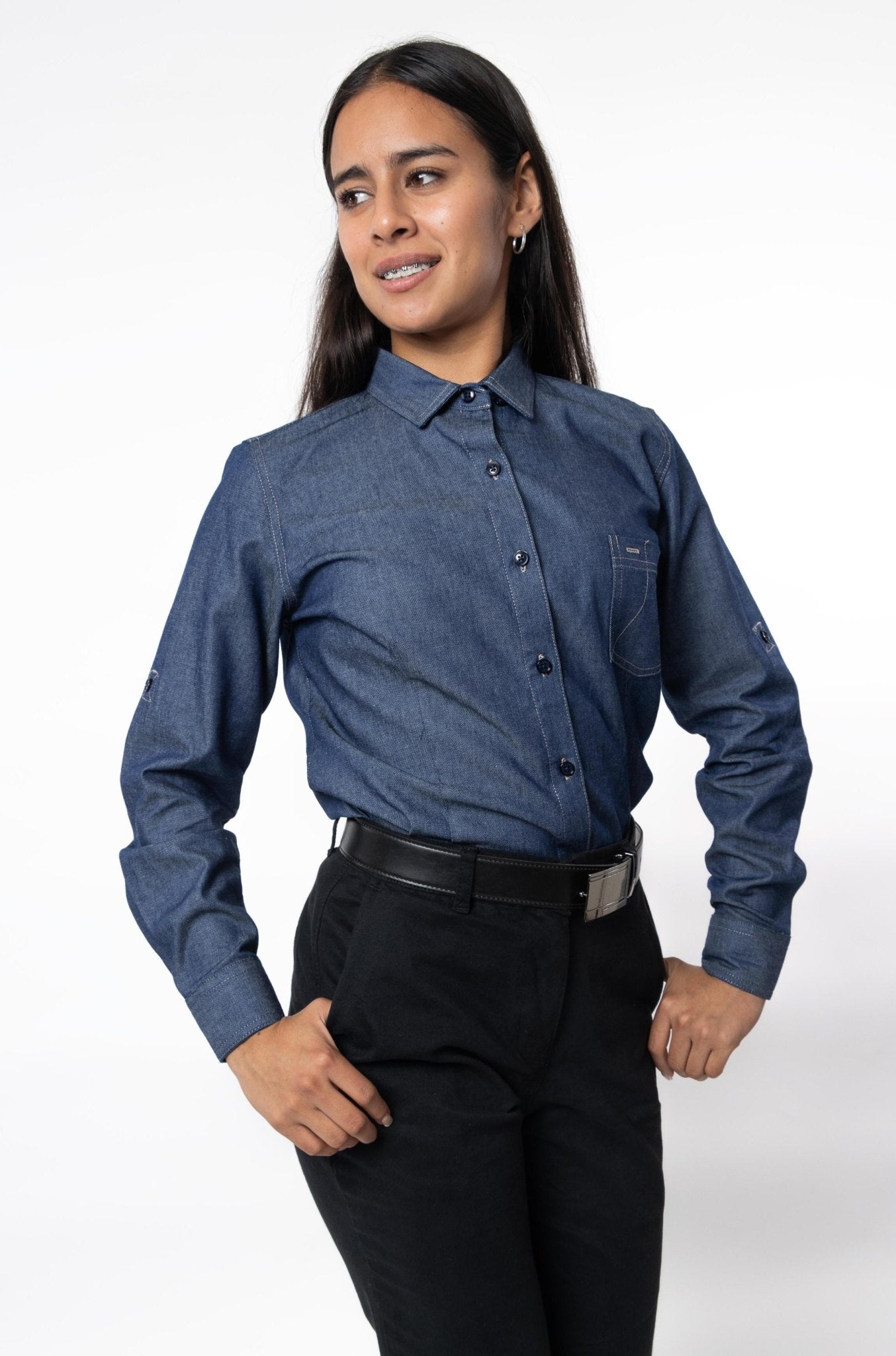 CAMISA FORMAL SLIM FIT MANGA LARGA MONTANA MUJER