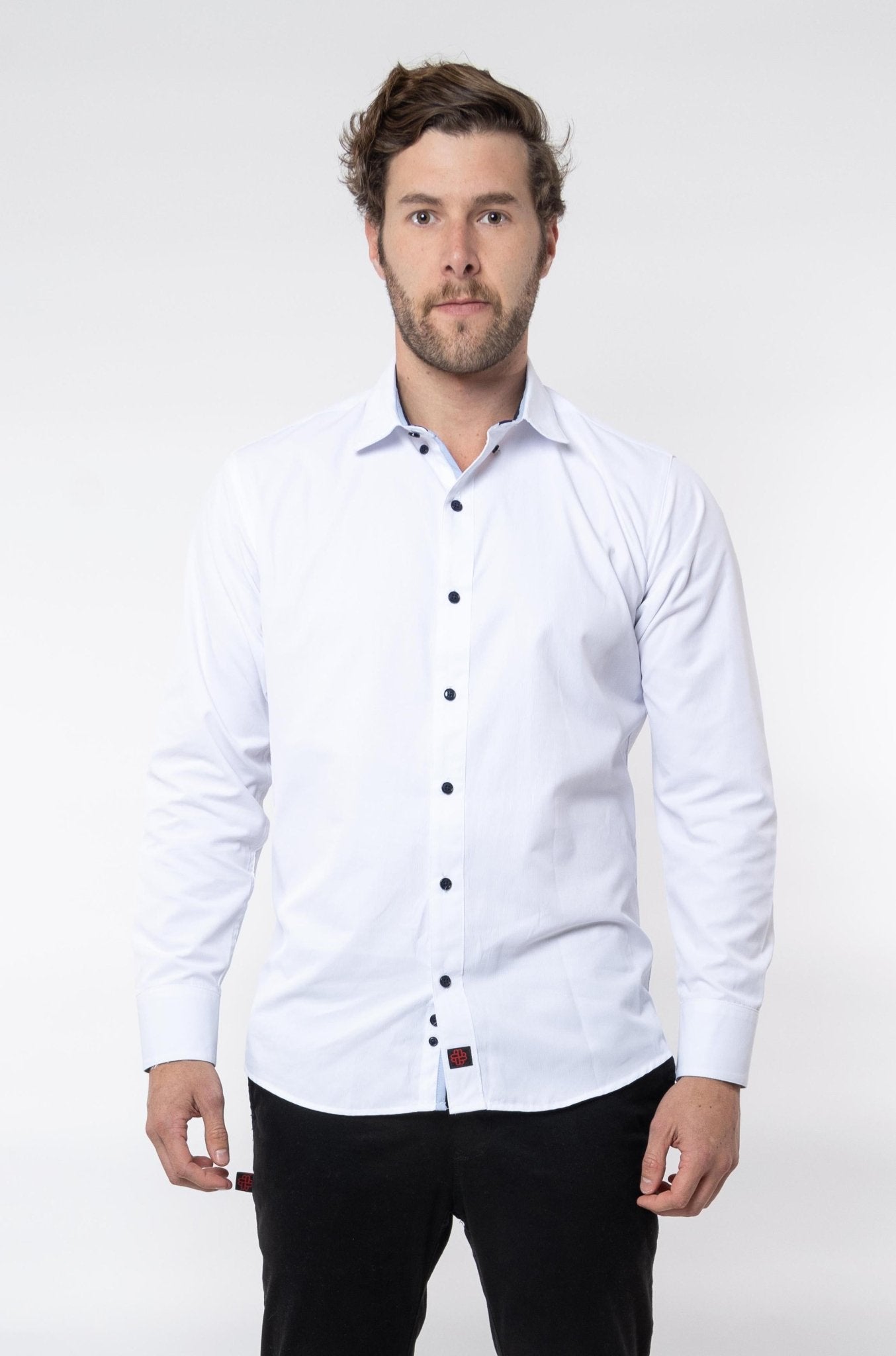 CAMISA FORMAL SLIM FIT MANGA LARGA BIRMINGHAM HOMBRE #Color_Blanco