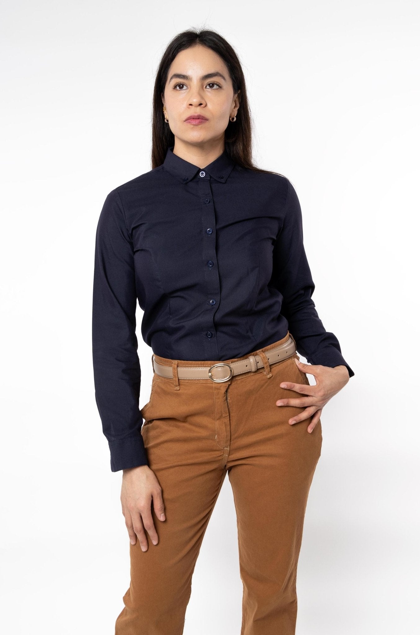 CAMISA BÁSICA MANGA LARGA MONCLOVA MUJER #Color_Negro