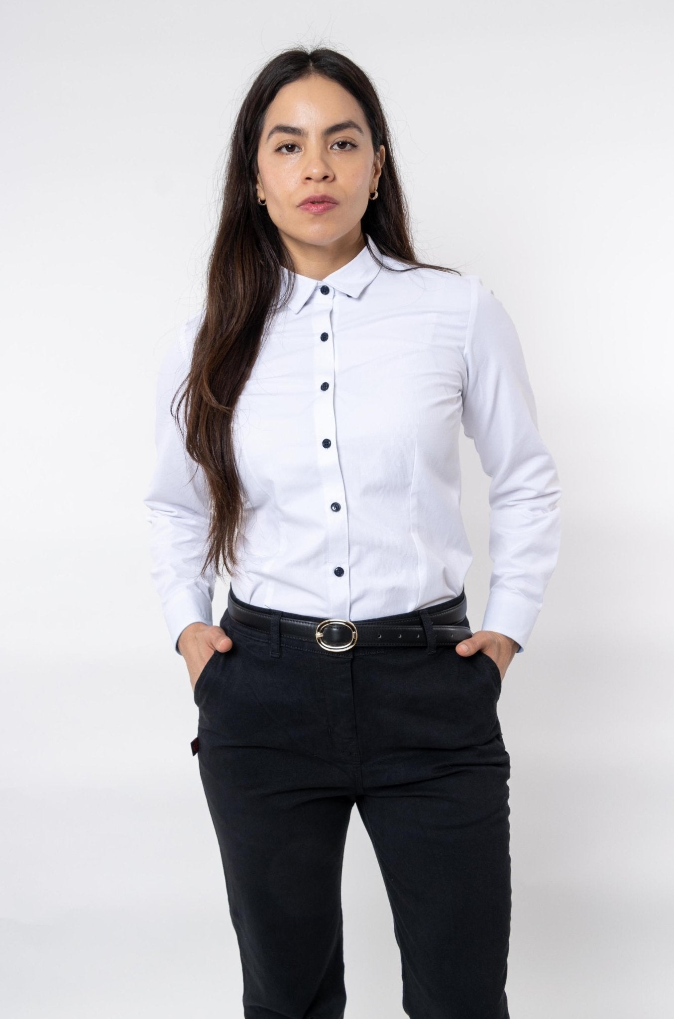 CAMISA FORMAL SLIM FIT MANGA LARGA BIRMINGHAM MUJER #Color_Blanco