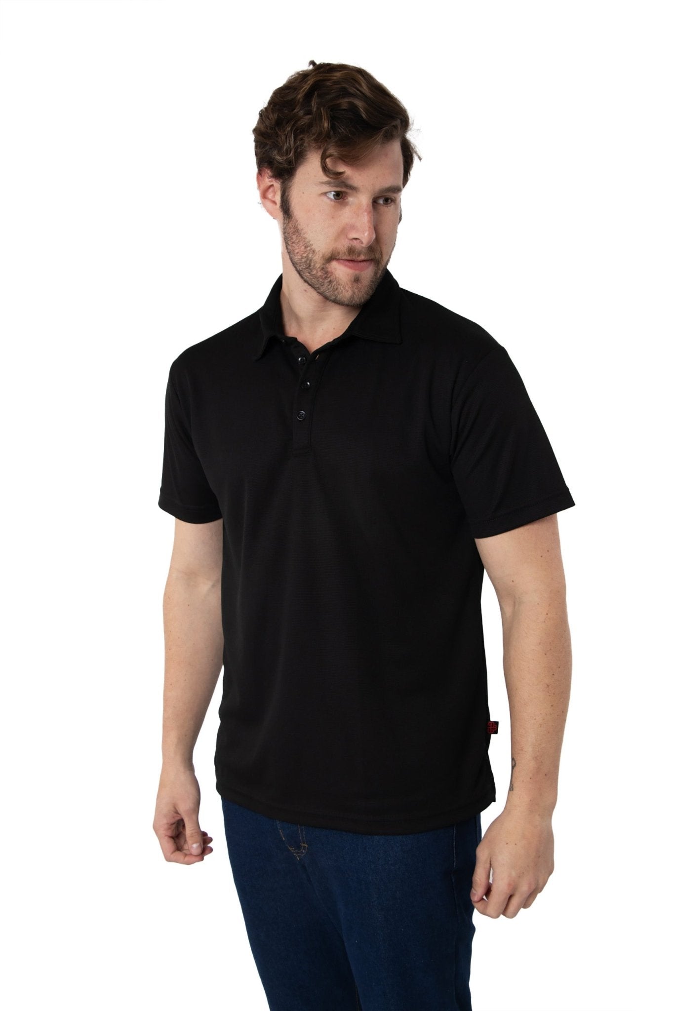 PLAYERA TIPO POLO DRY FIT PAMPLONA HOMBRE SUSTENTABLE #Color_Negro