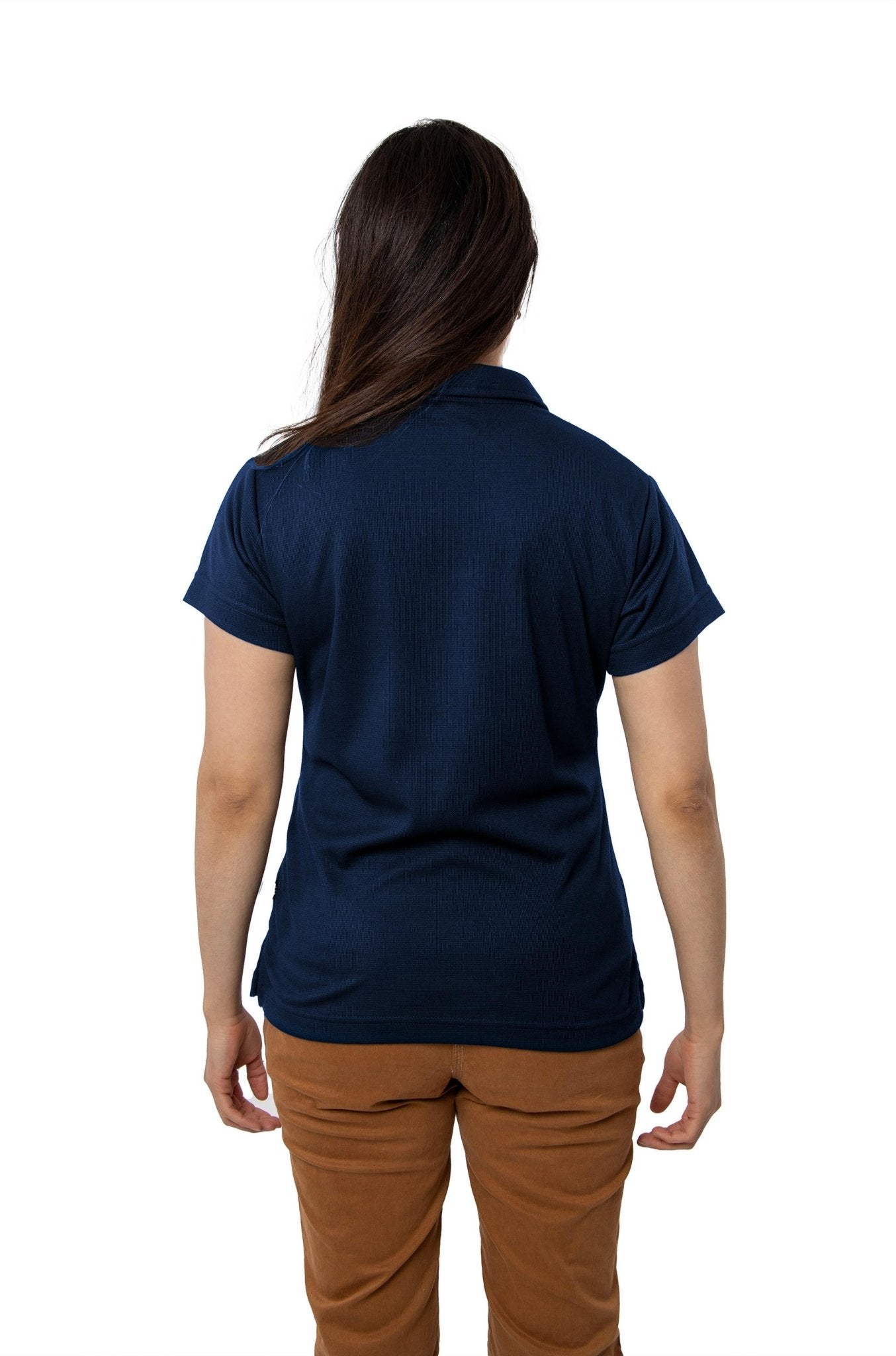 PLAYERA TIPO POLO DRY FIT PAMPLONA MUJER SUSTENTABLE #Color_Azul Marino