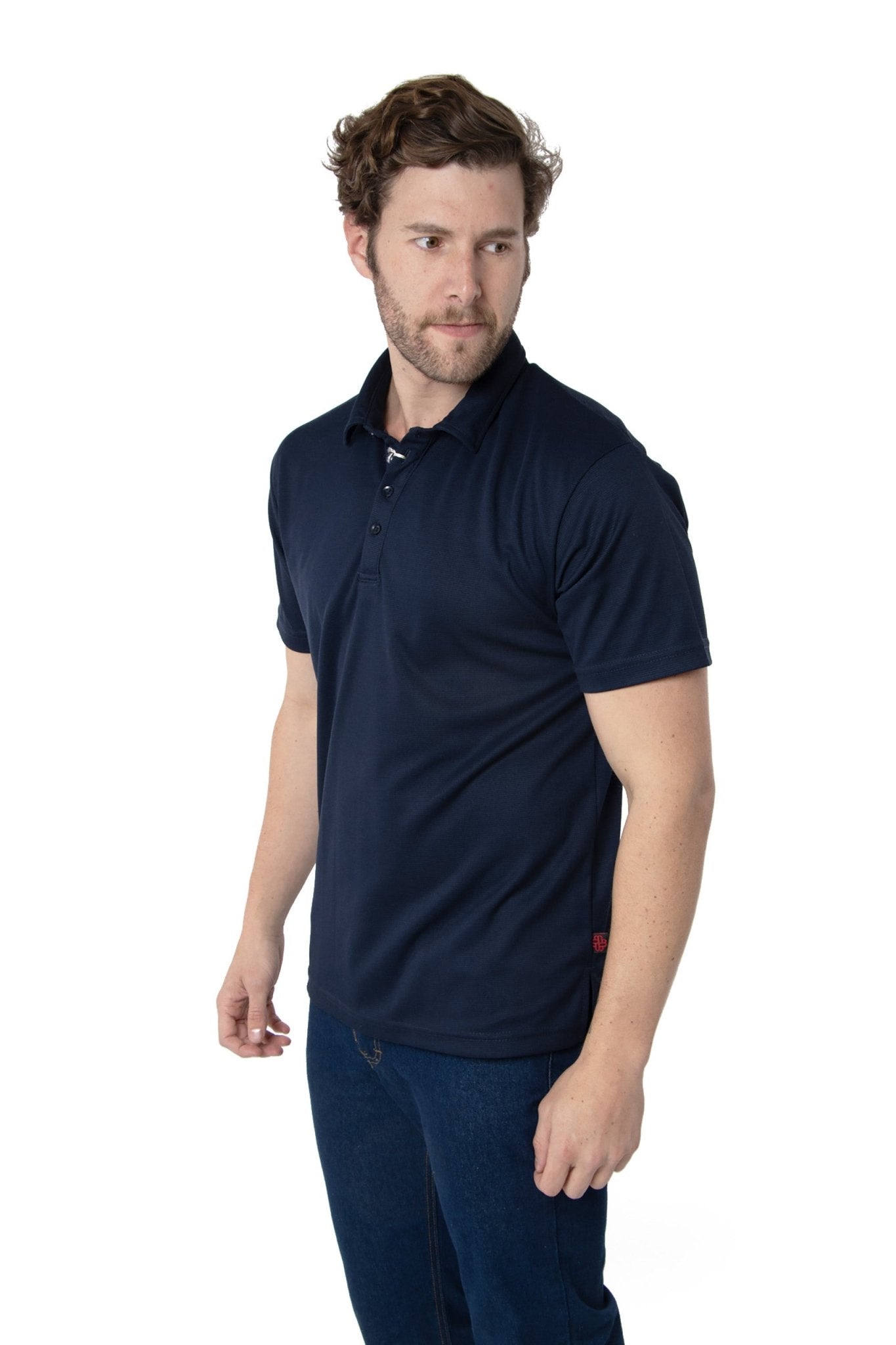 PLAYERA TIPO POLO DRY FIT PAMPLONA HOMBRE SUSTENTABLE #Color_Azul Marino