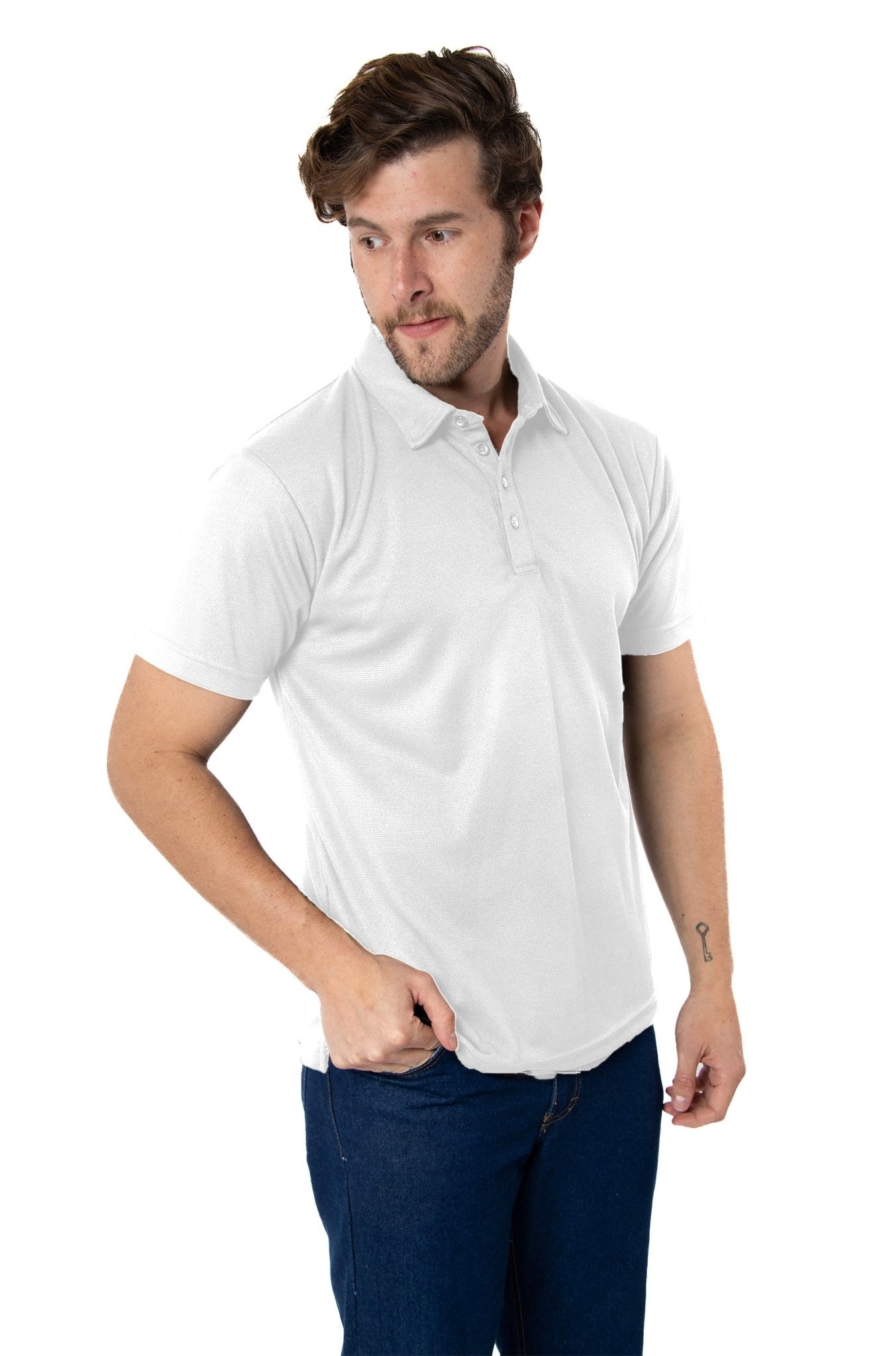 PLAYERA TIPO POLO DRY FIT PAMPLONA HOMBRE SUSTENTABLE #Color_Blanco