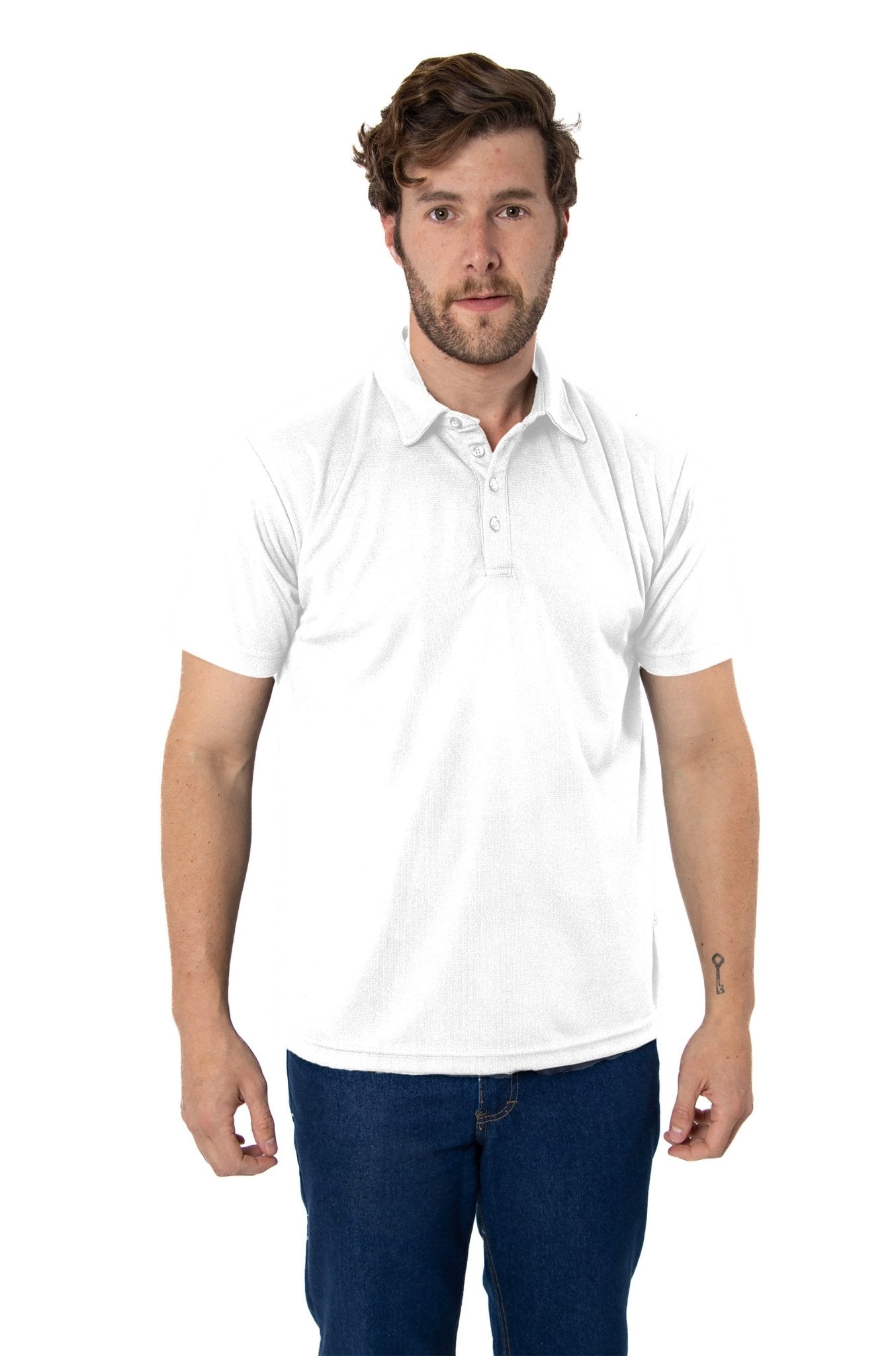 PLAYERA TIPO POLO DRY FIT PAMPLONA HOMBRE SUSTENTABLE #Color_Blanco