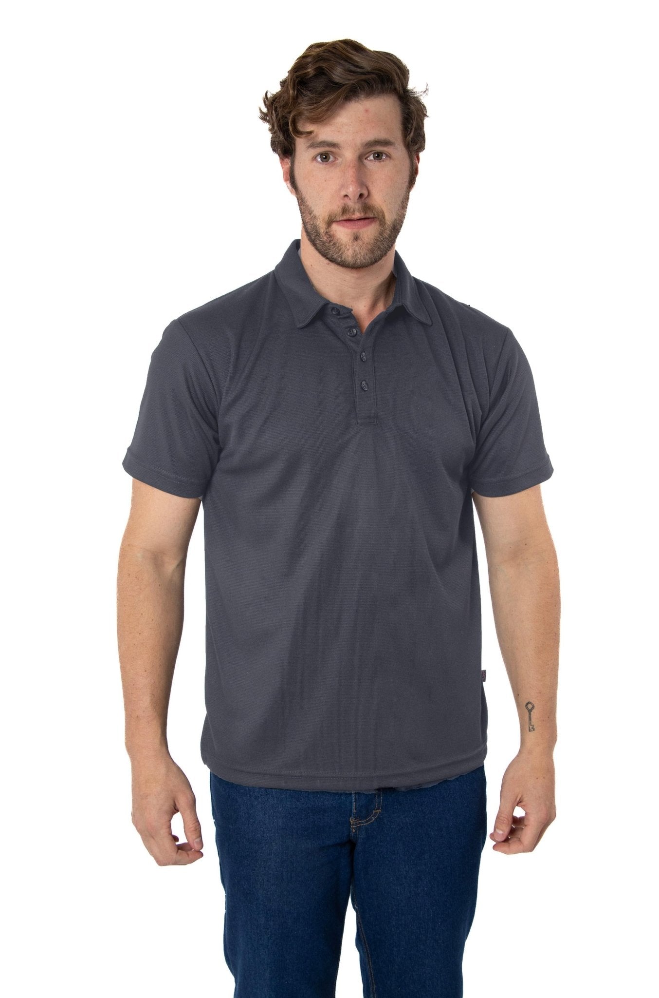 PLAYERA TIPO POLO DRY FIT PAMPLONA HOMBRE SUSTENTABLE #Color_Gris