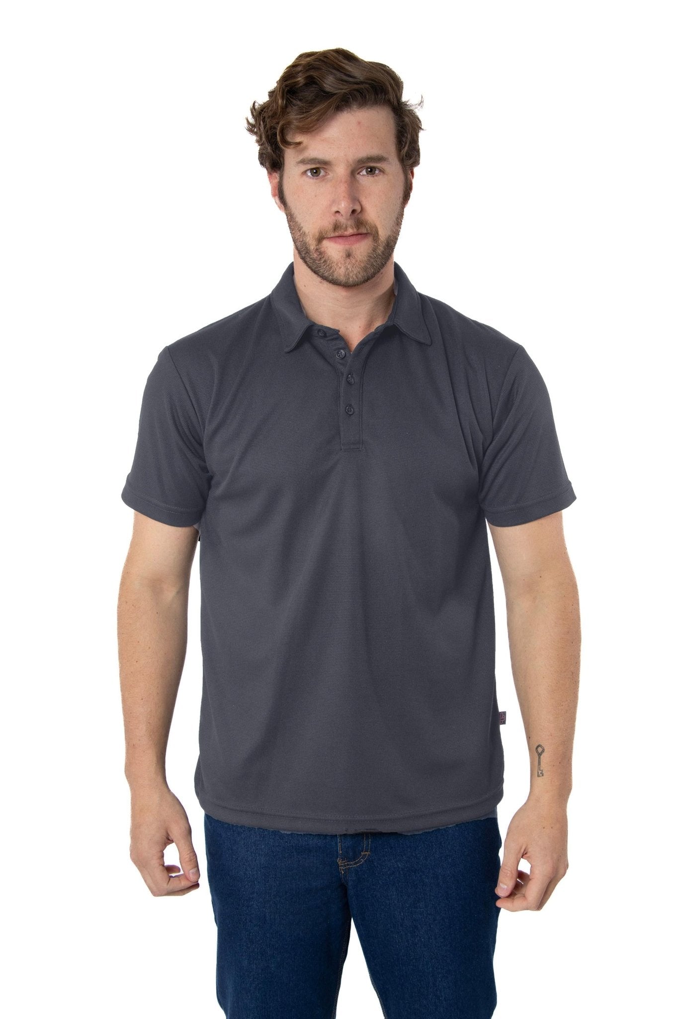 PLAYERA TIPO POLO DRY FIT PAMPLONA HOMBRE SUSTENTABLE #Color_Gris