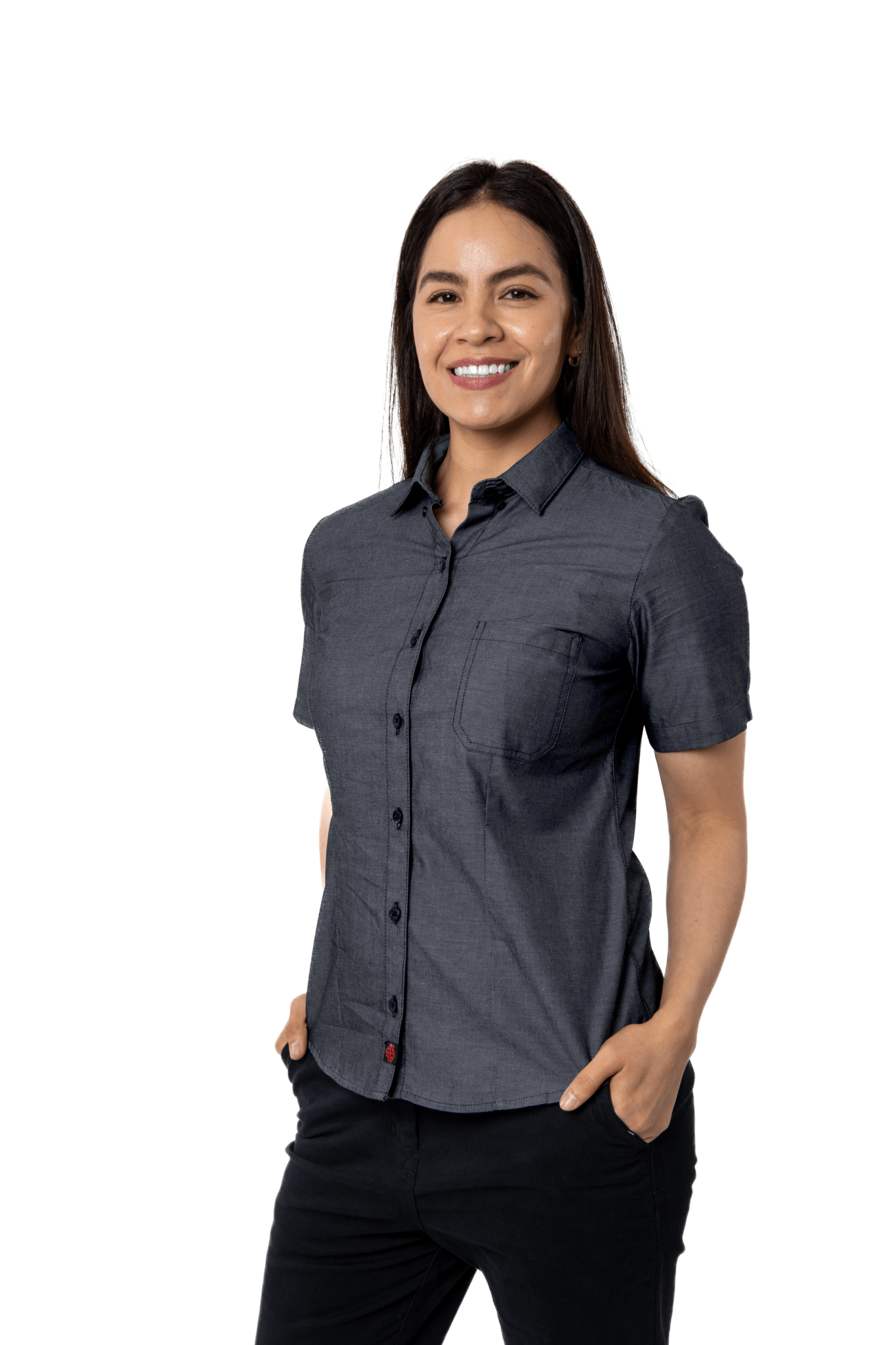 CAMISA CASUAL SLIM FIT MANGA CORTA HAMBURGO MUJER #Color_Gris