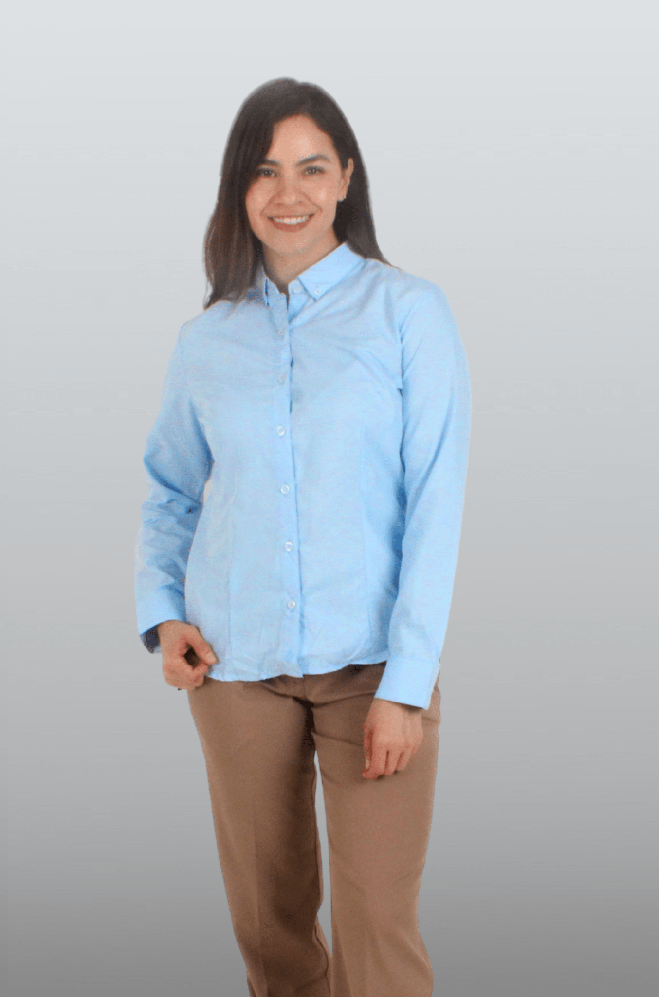 CAMISA BÁSICA MANGA LARGA MONCLOVA MUJER #Color_Azul Celeste
