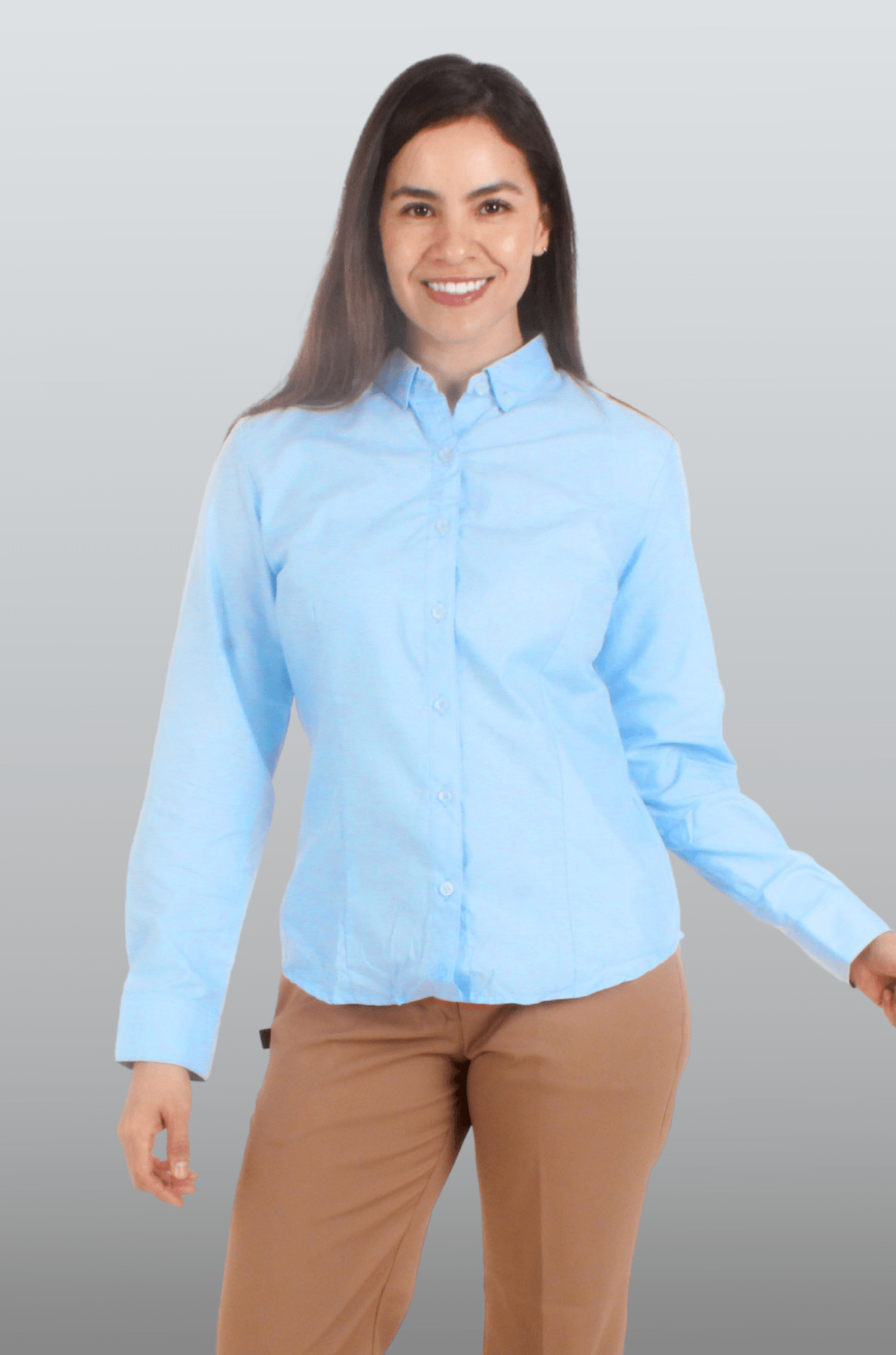 CAMISA BÁSICA MANGA LARGA MONCLOVA MUJER #Color_Azul Celeste