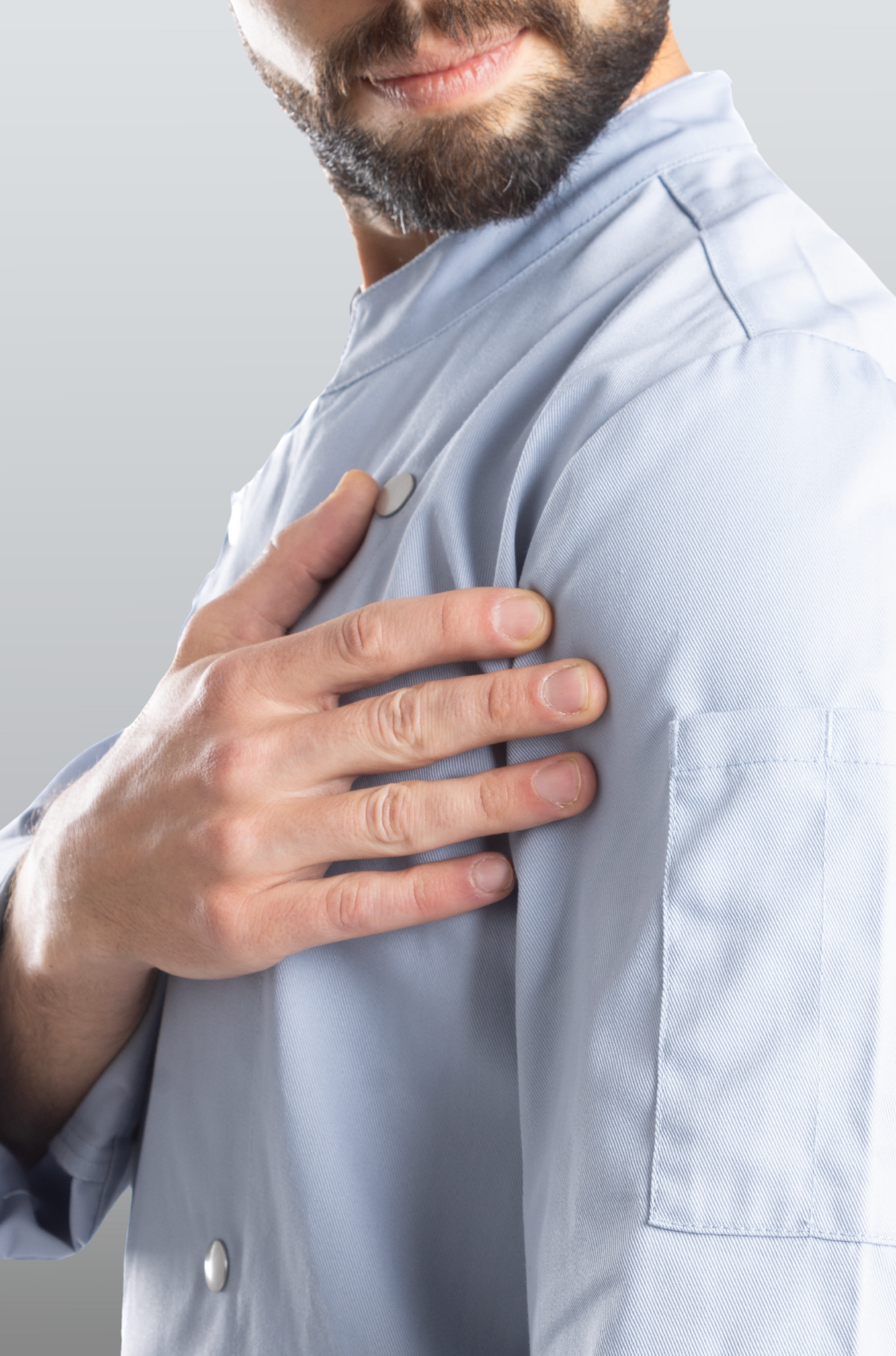 FILIPINA DE CHEF HOMBRE MANILA MANGA 3/4 #Color_Azul Celeste