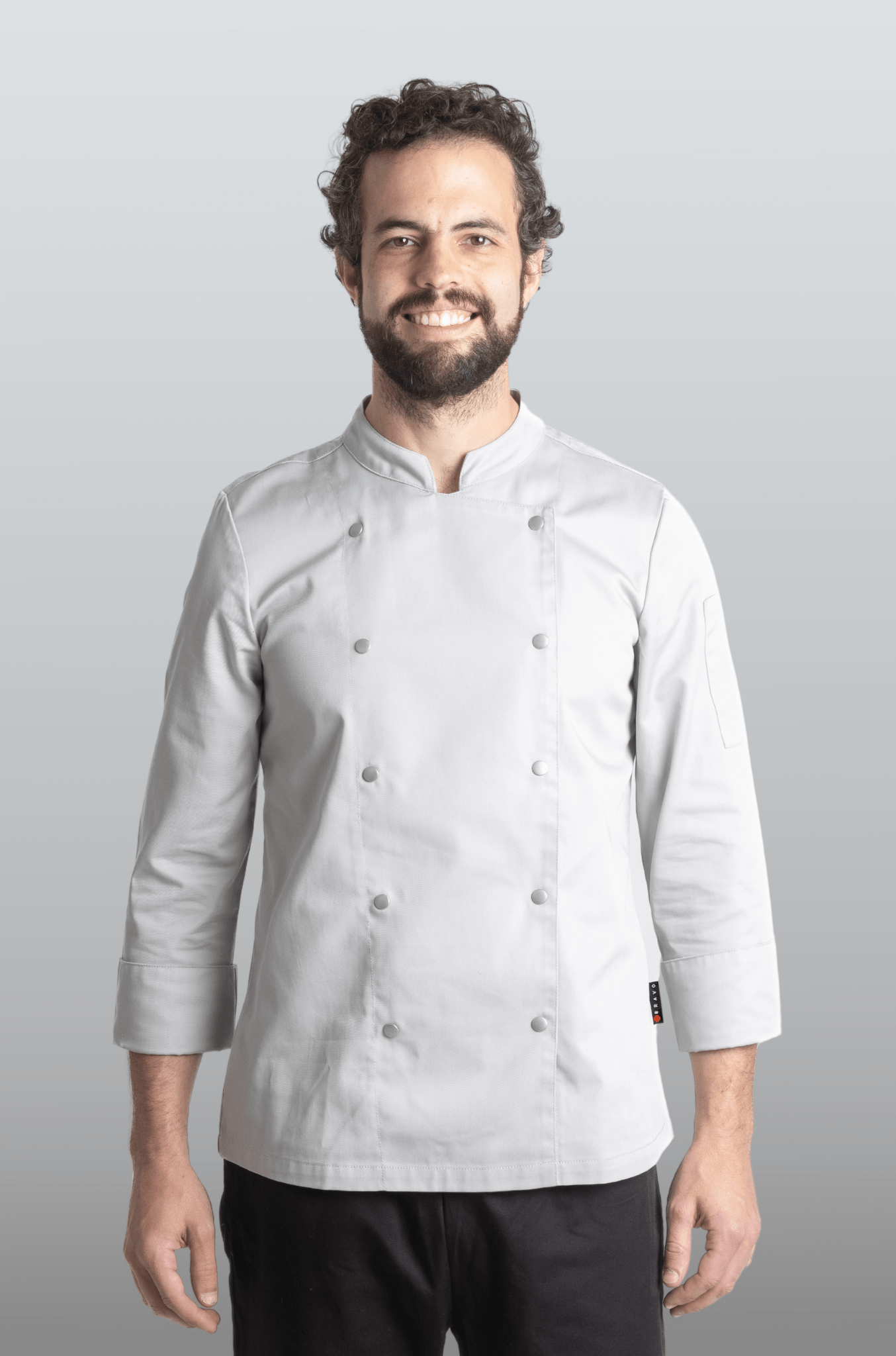 FILIPINA DE CHEF HOMBRE MANILA MANGA 3/4 #Color_Gris