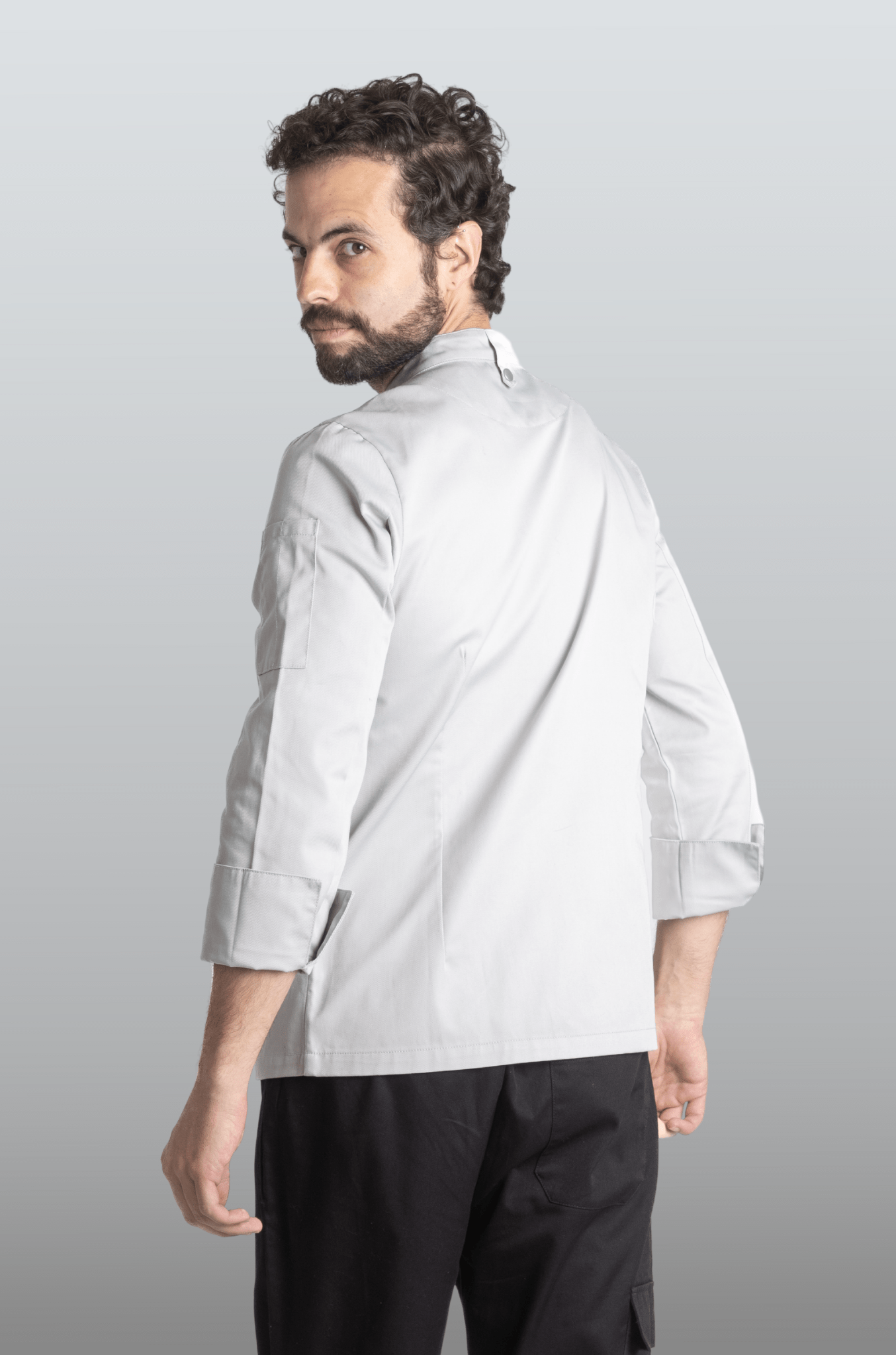 FILIPINA DE CHEF HOMBRE MANILA MANGA 3/4 #Color_Gris