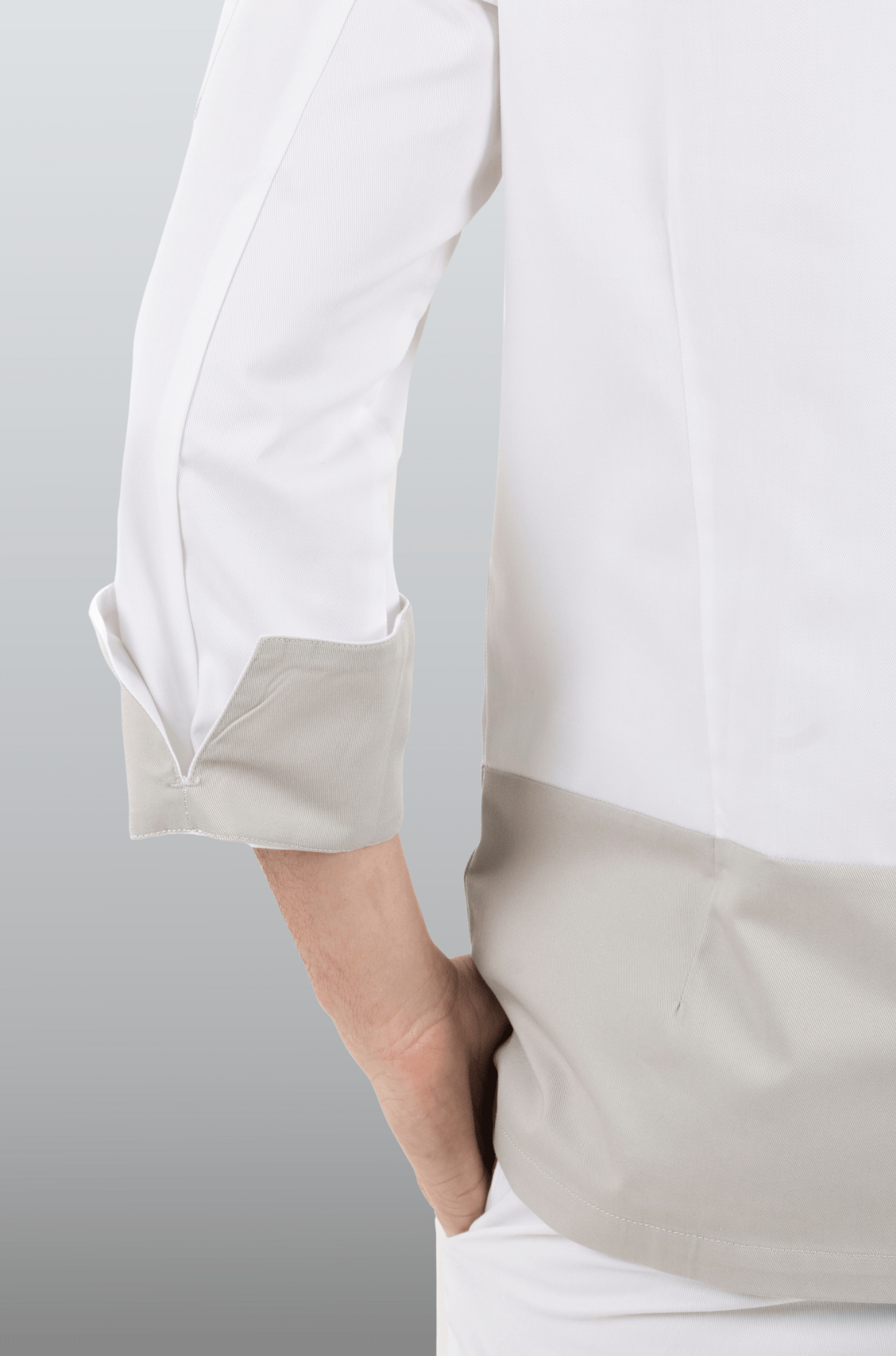 FILIPINA DE CHEF LONDRES MANGA 3/4 CABALLERO #Color_Blanco - Gris