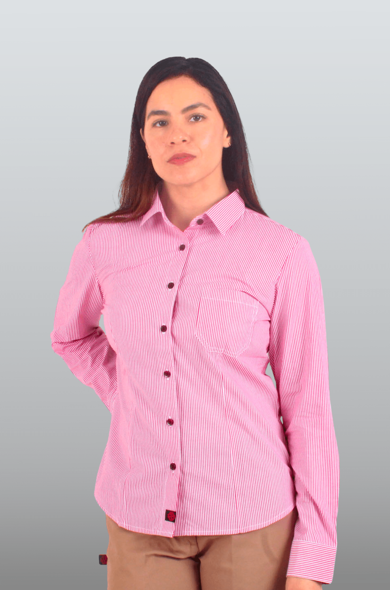 CAMISA DE RAYAS EJECUTIVA SLIM FIT MÚNICH MUJER #Color_Rojo