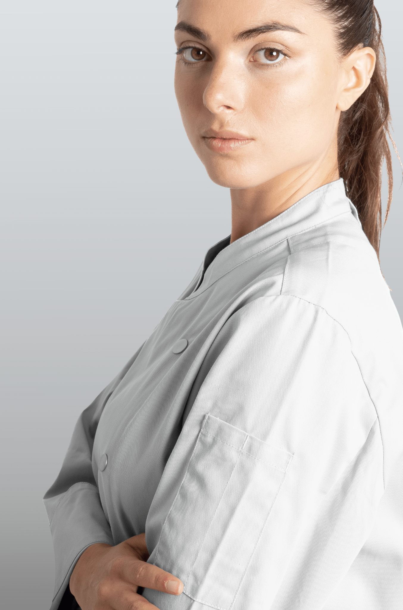 FILIPINA DE CHEF DAMA MANILA MANGA 3/4 #Color_Gris