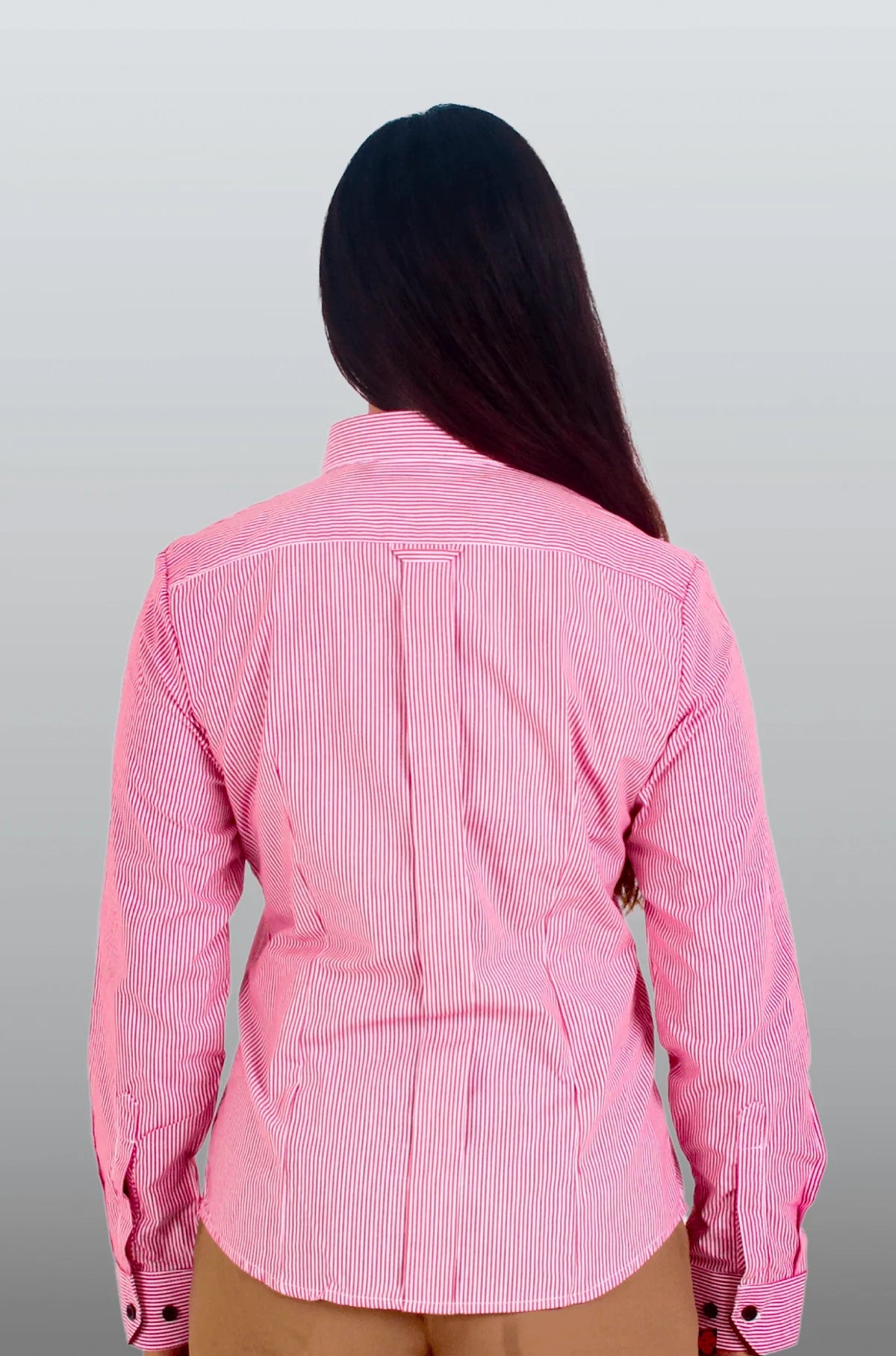 CAMISA DE RAYAS EJECUTIVA SLIM FIT MÚNICH MUJER #Color_Rojo