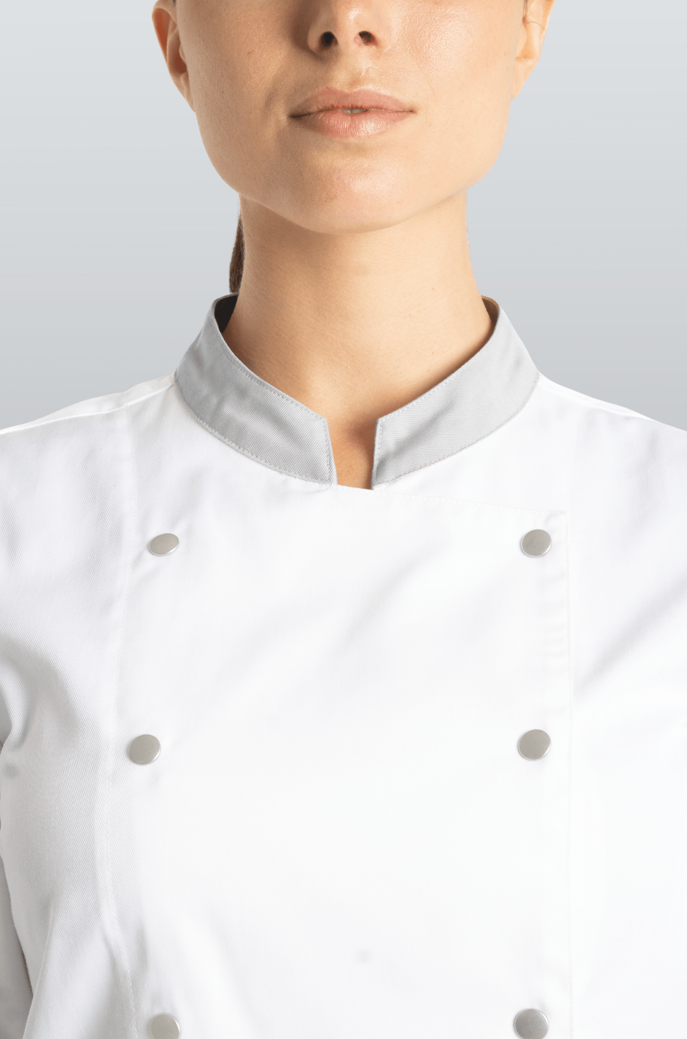 FILIPINA DE CHEF DAMA LONDRES MANGA 3/4 #Color_Blanco - Gris
