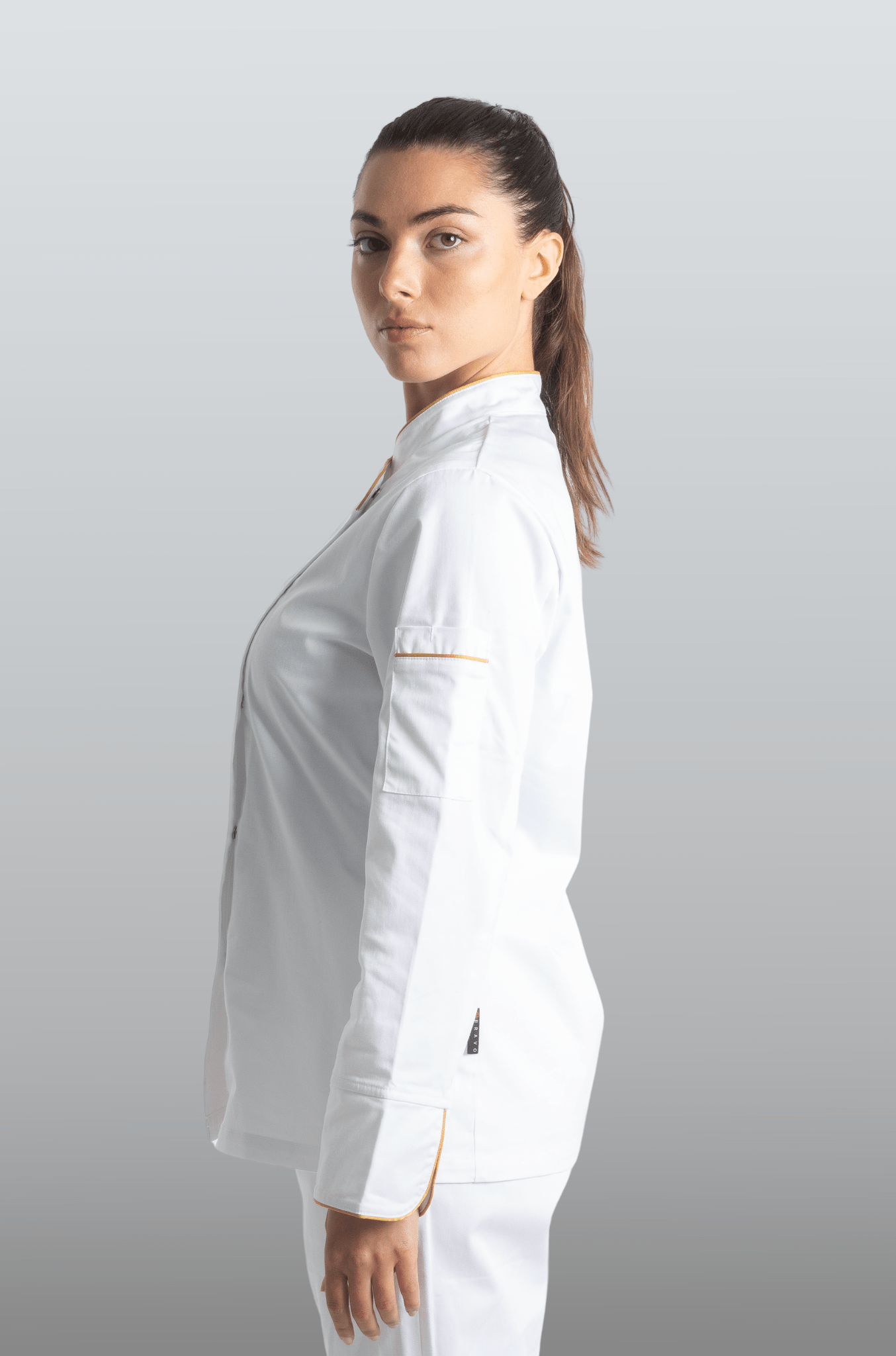 FILIPINA DE CHEF DAMA BEIRUT MANGA 3/4 #Color_Blanco - Dorado