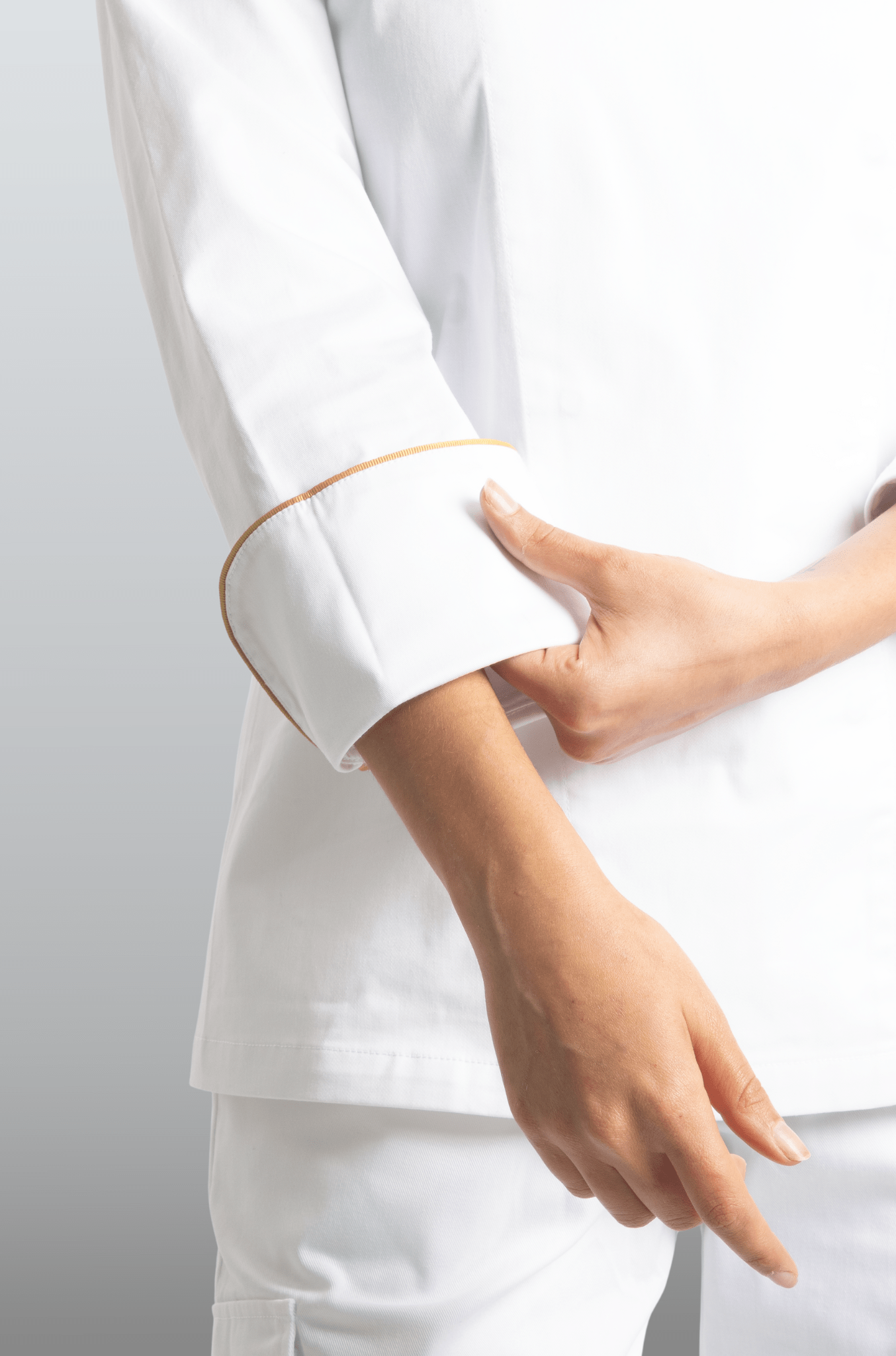 FILIPINA DE CHEF DAMA BEIRUT MANGA 3/4 #Color_Blanco - Dorado