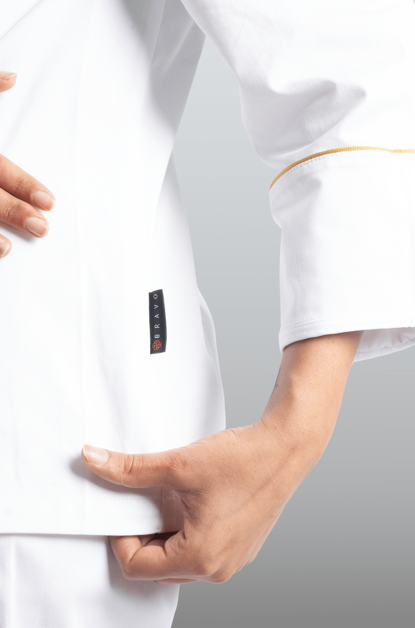 FILIPINA DE CHEF DAMA BEIRUT MANGA 3/4 #Color_Blanco - Dorado