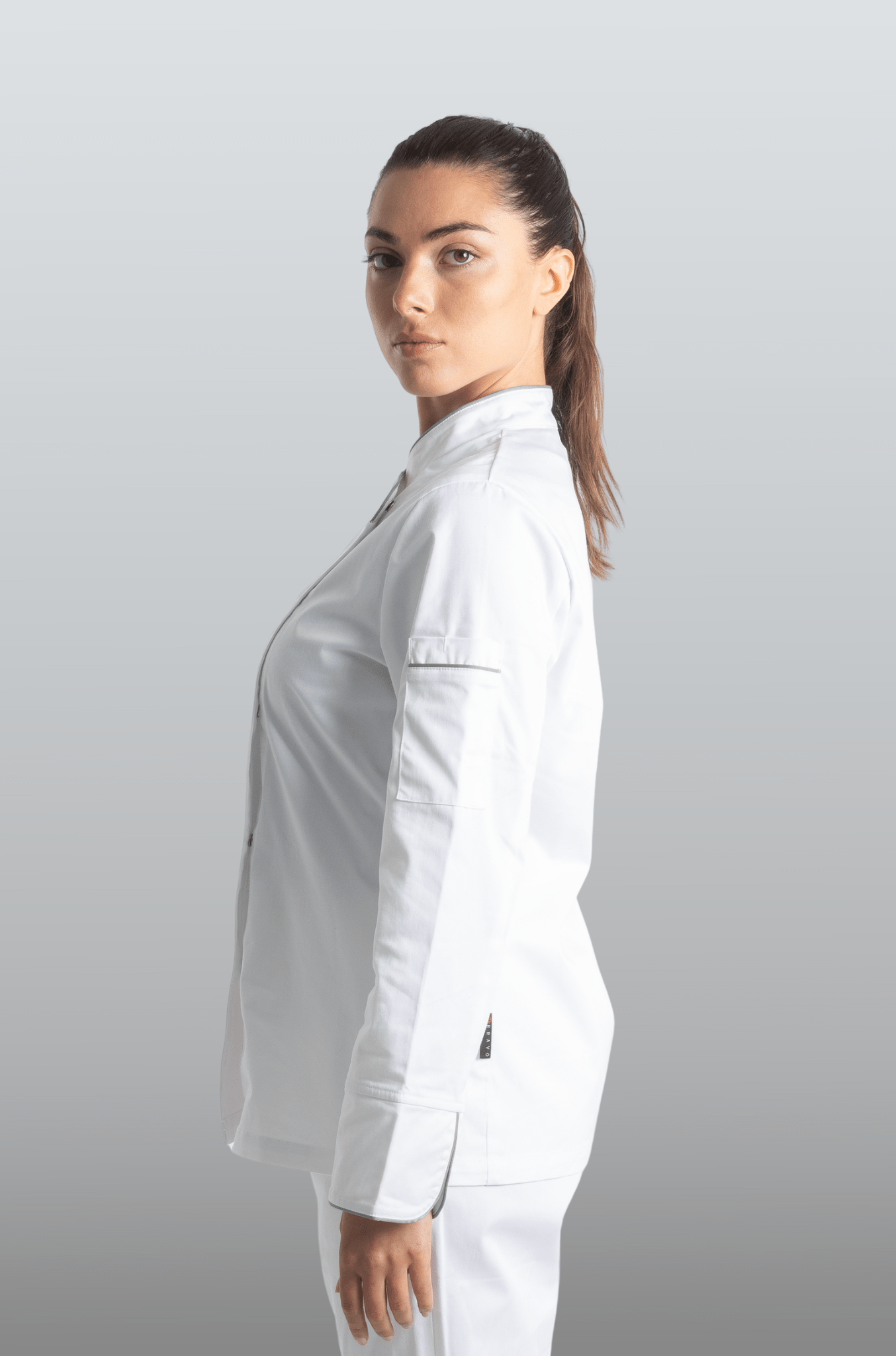 FILIPINA DE CHEF DAMA BEIRUT MANGA 3/4 #Color_Blanco - Gris