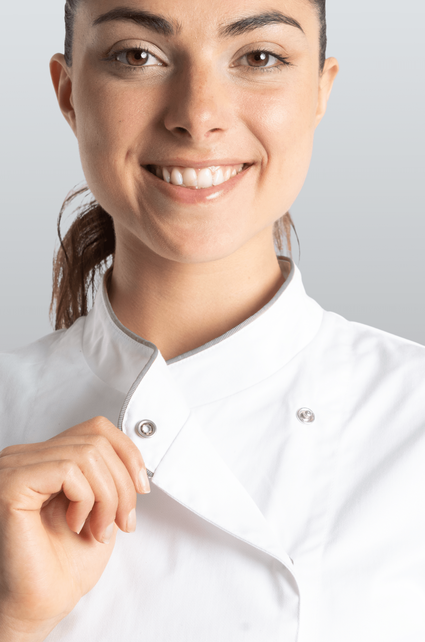 FILIPINA DE CHEF DAMA BEIRUT MANGA 3/4 #Color_Blanco - Gris