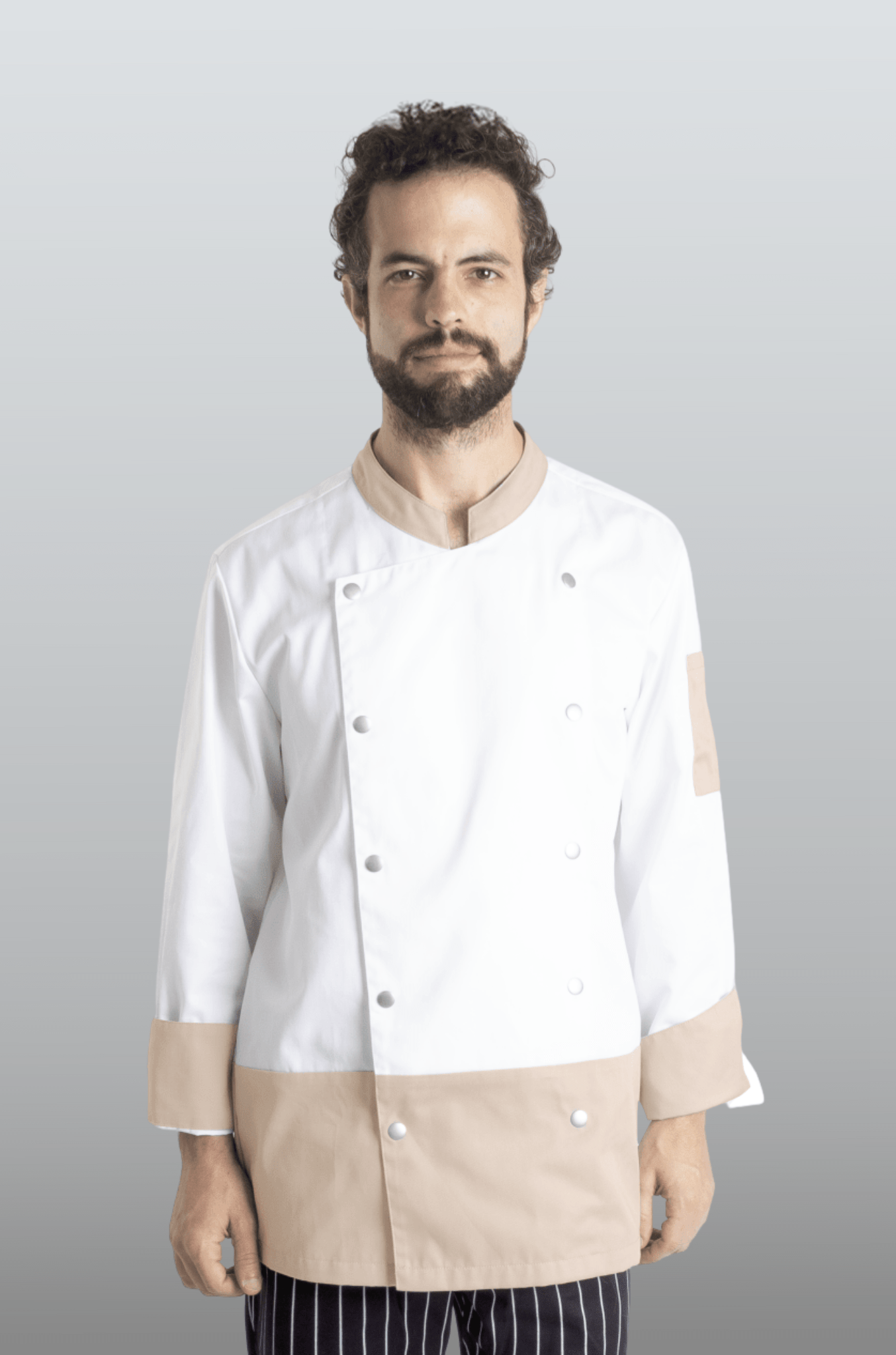 FILIPINA DE CHEF LONDRES MANGA 3/4 CABALLERO #Color_Blanco / Durazno