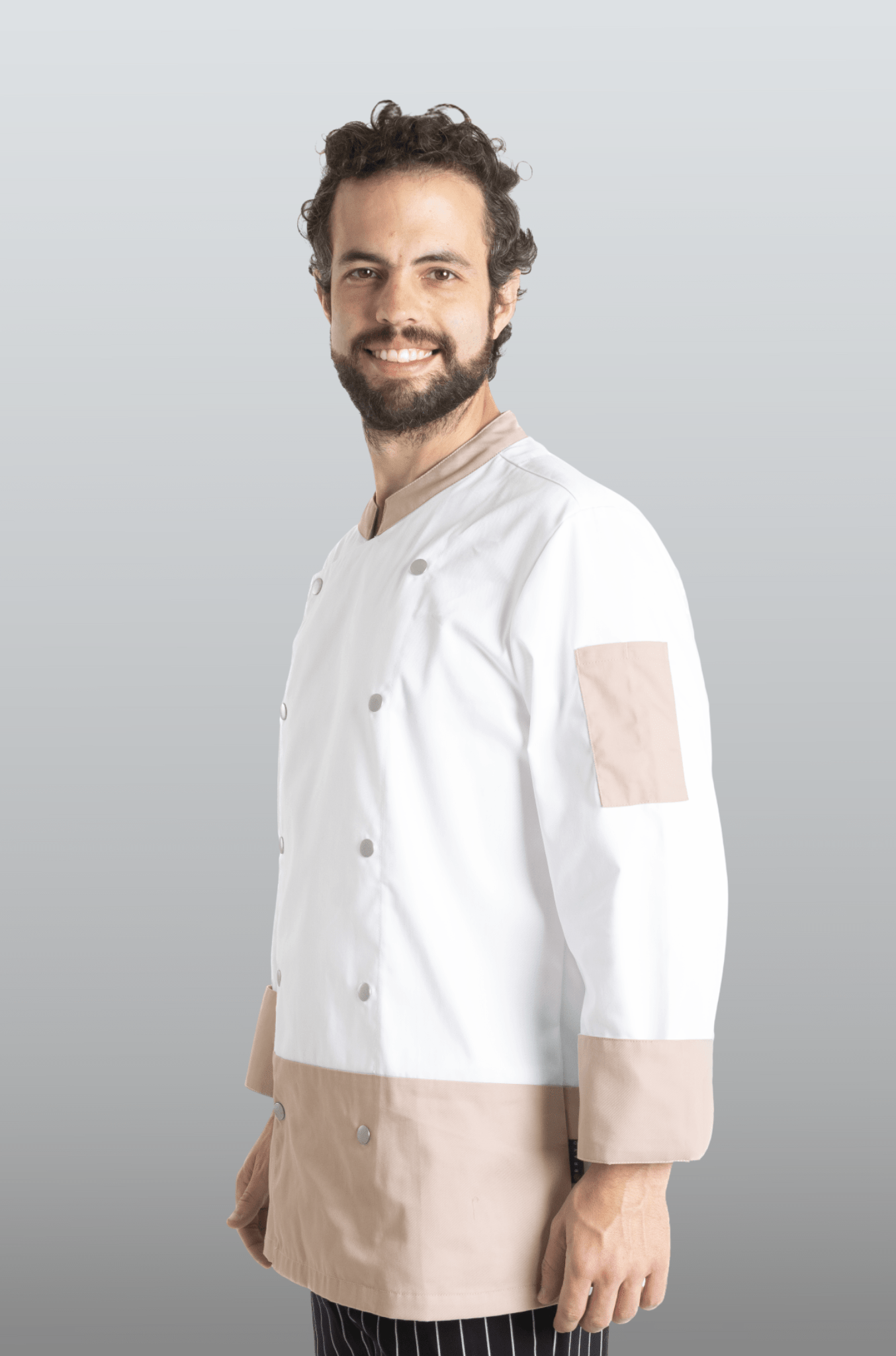 FILIPINA DE CHEF LONDRES MANGA 3/4 CABALLERO #Color_Blanco / Durazno