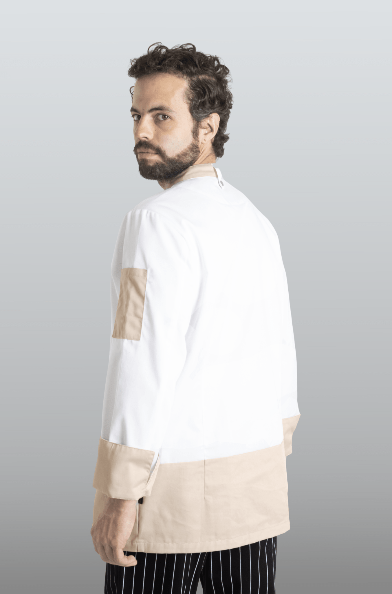 FILIPINA DE CHEF LONDRES MANGA 3/4 CABALLERO #Color_Blanco / Durazno