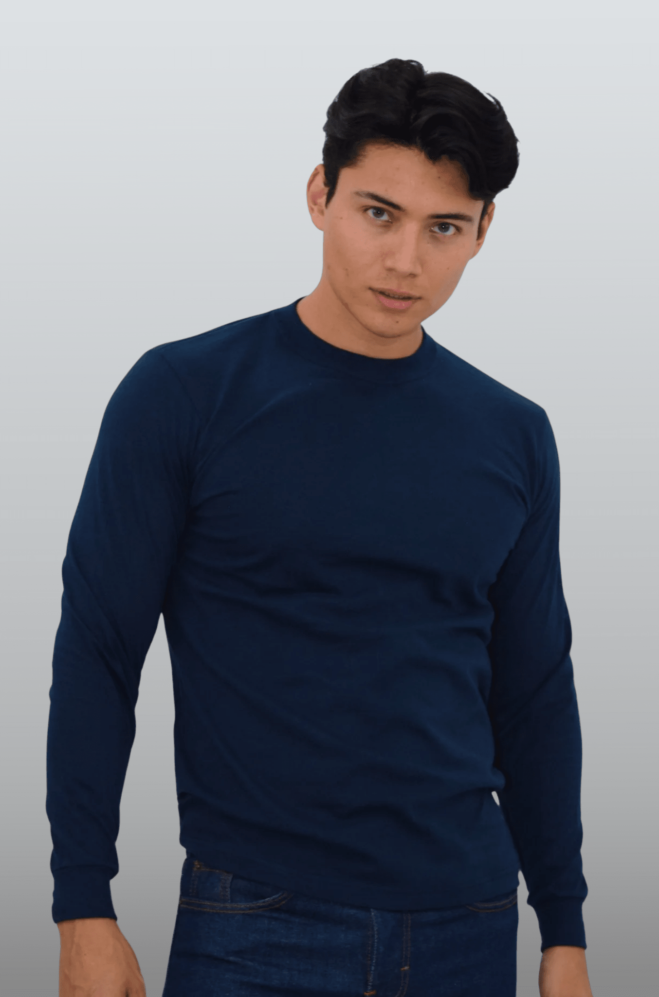 PLAYERA CUELLO REDONDO MANGA LARGA OLIMPIA UNISEX #Color_Azul Marino