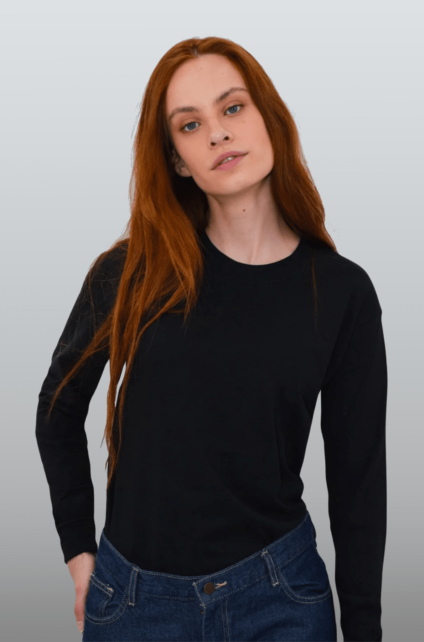 PLAYERA CUELLO REDONDO MANGA LARGA OLIMPIA UNISEX #Color_Negro