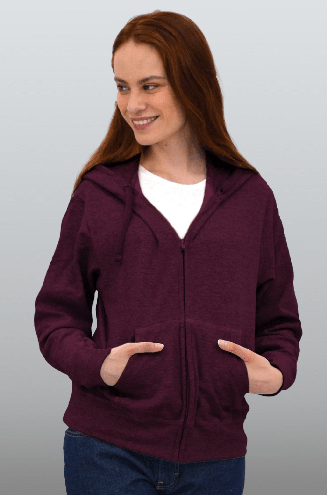 SUDADERA CAPUCHA Y CIERRE LIVERPOOL UNISEX #Color_Vino