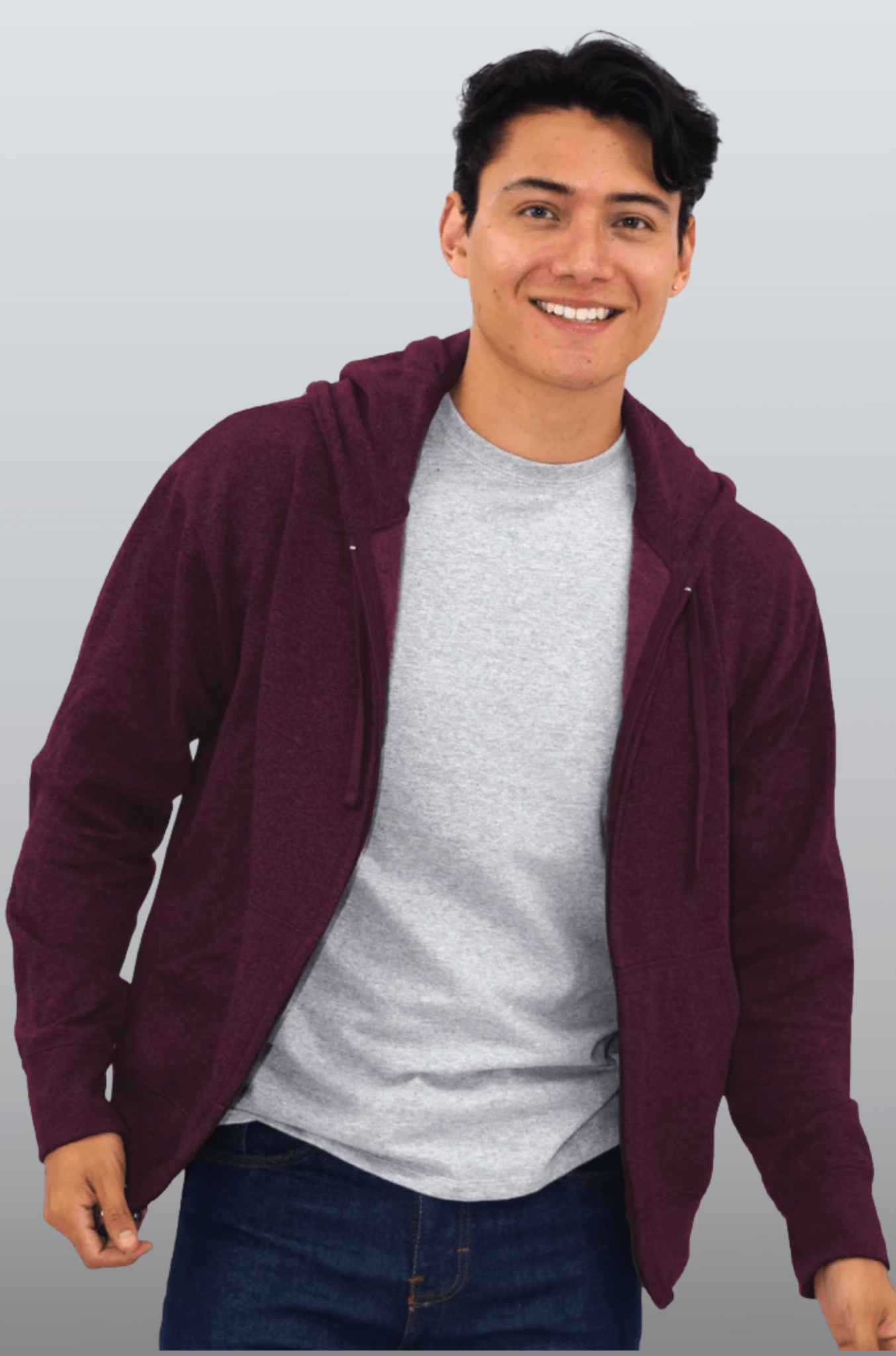 SUDADERA CAPUCHA Y CIERRE LIVERPOOL UNISEX #Color_Vino